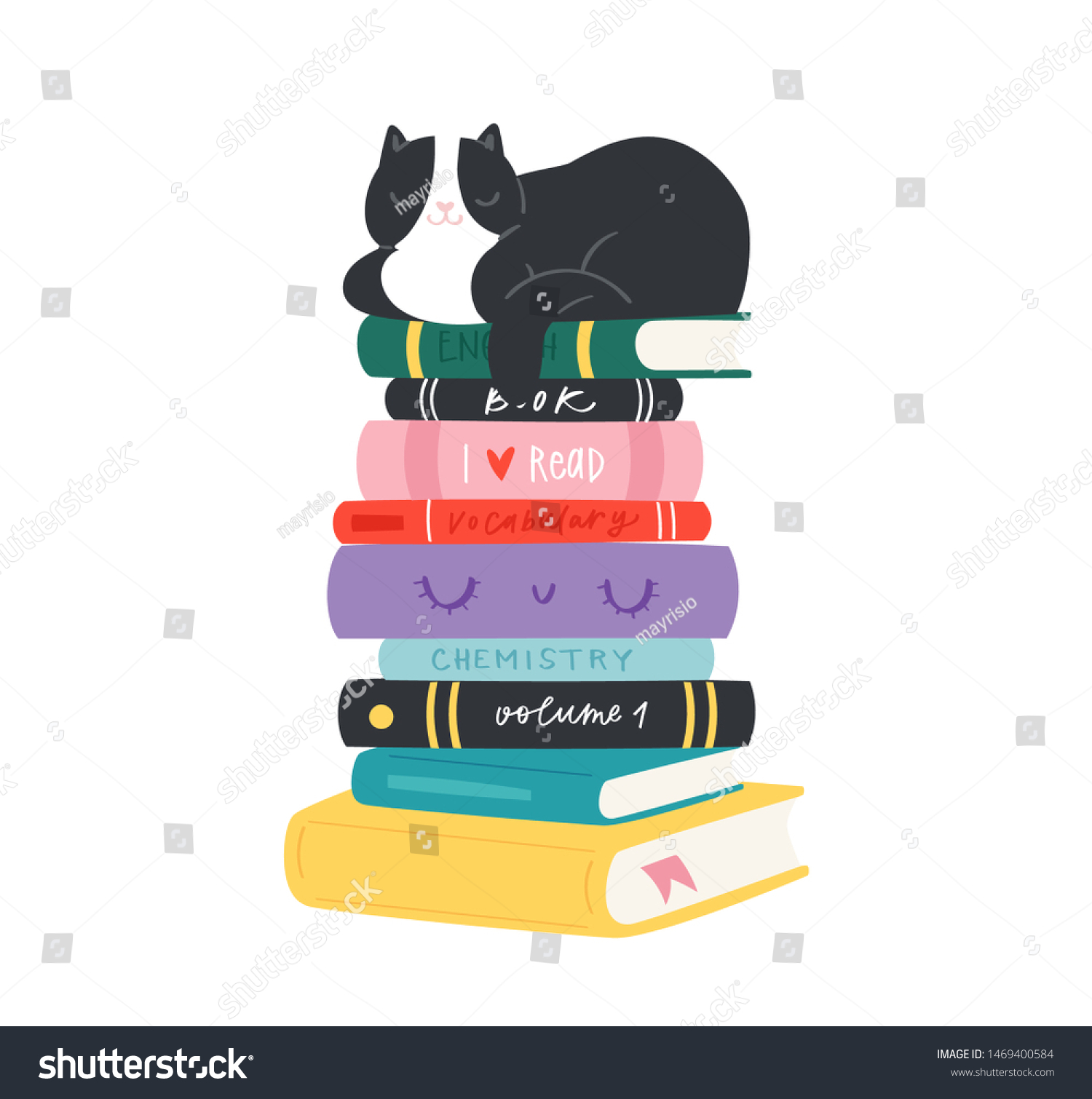 Cartoon Hand Drawn Cozy Illustration Books Stock Vector (Royalty Free ...