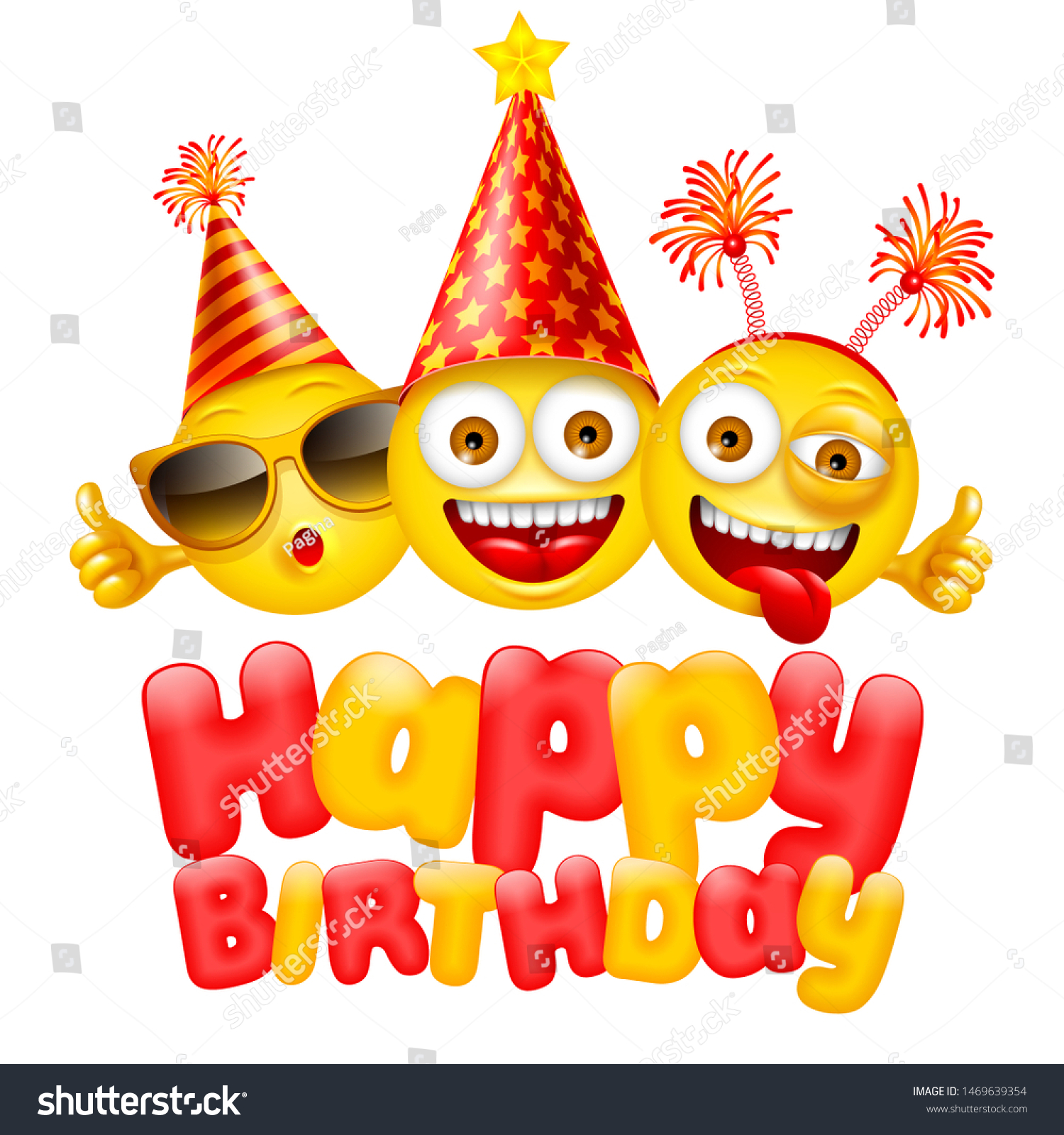 Happy Birthday Emojis For Free Happy Birthday Greeting Design Characters Emoji Stock Vector (Royalty Free)  1469639354 | Shutterstock