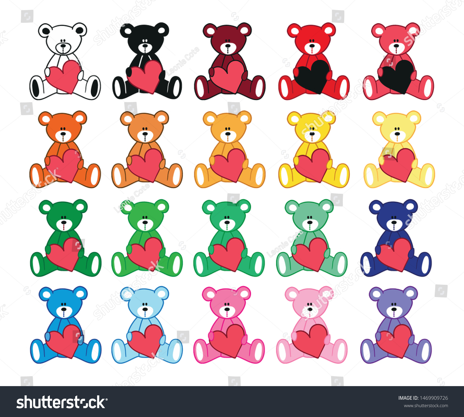 teddy bears drawings with hearts