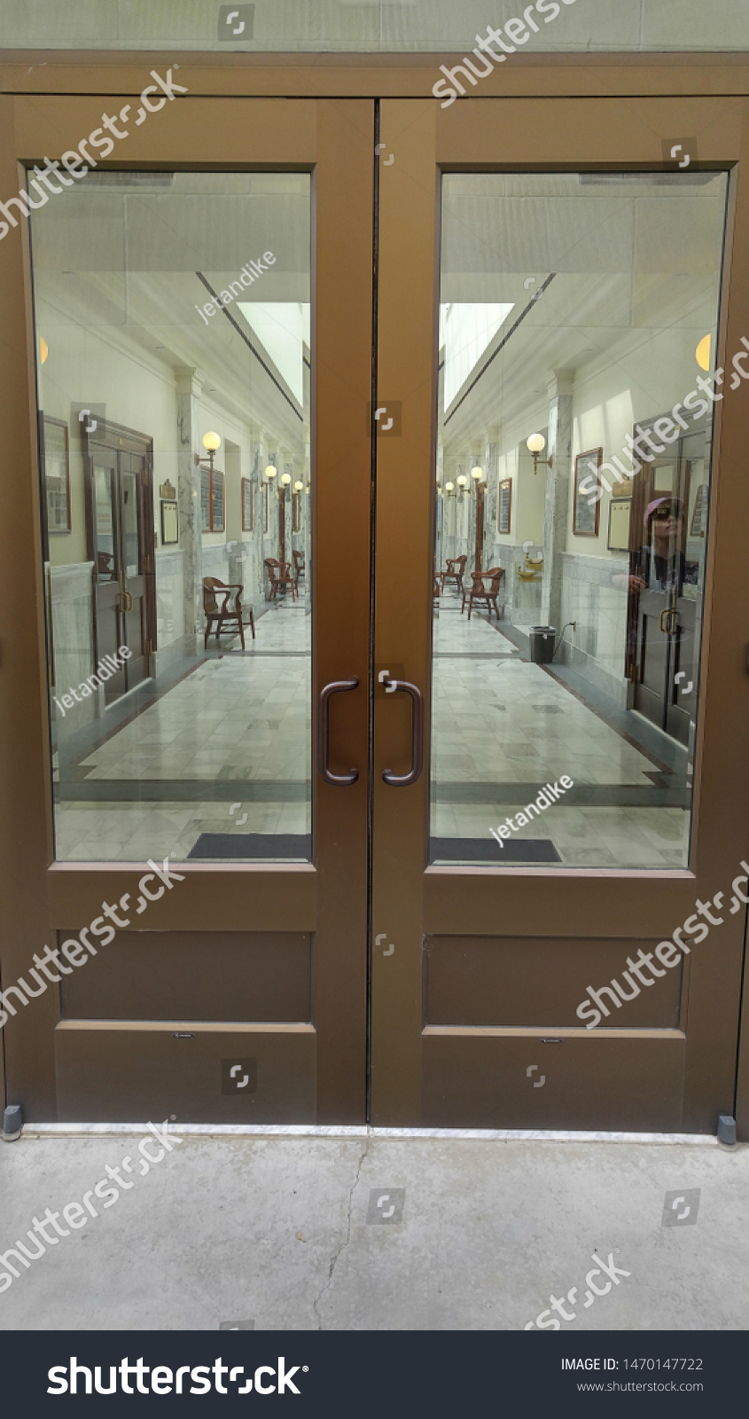 Double Glass Doors Long Marble Hallway Stock Photo 1470147722 | Shutterstock