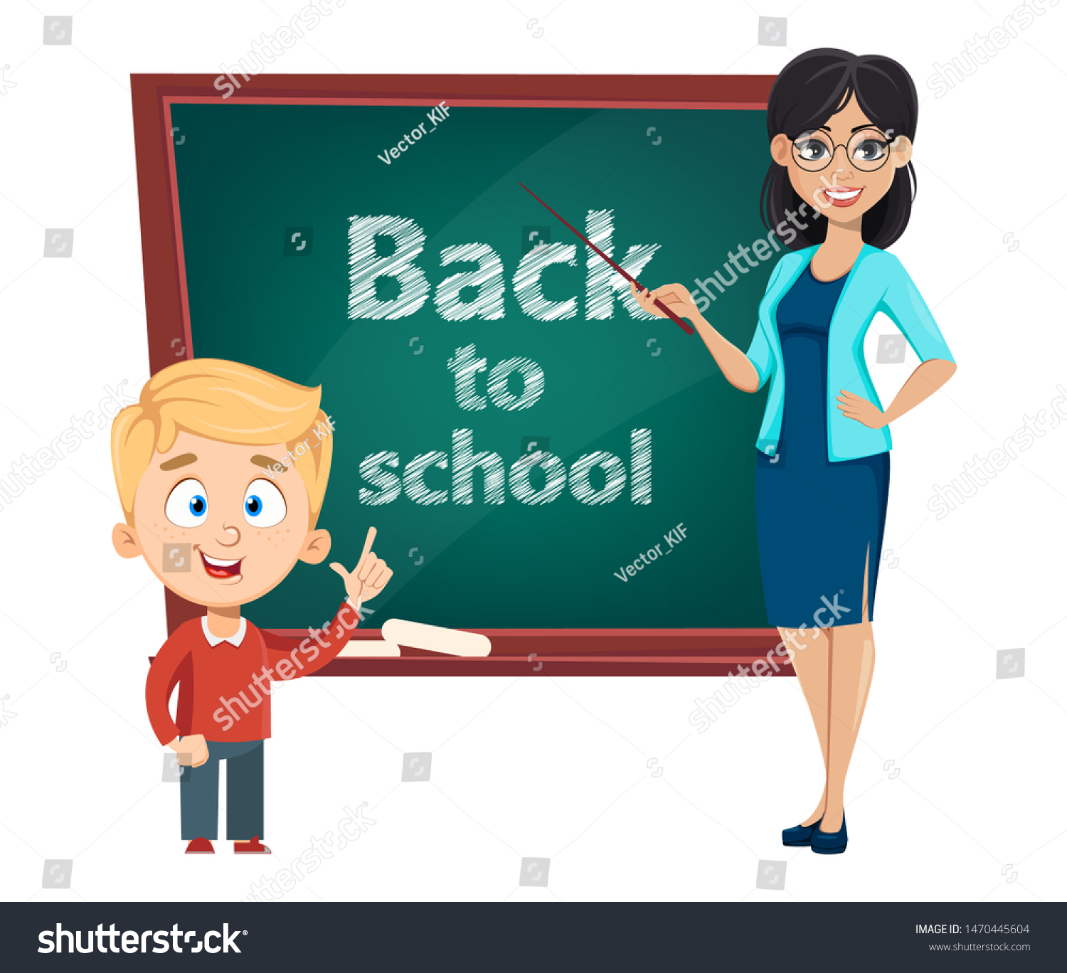 Back School Teacher Woman Cartoon Character Stock Vector (Royalty Free ...