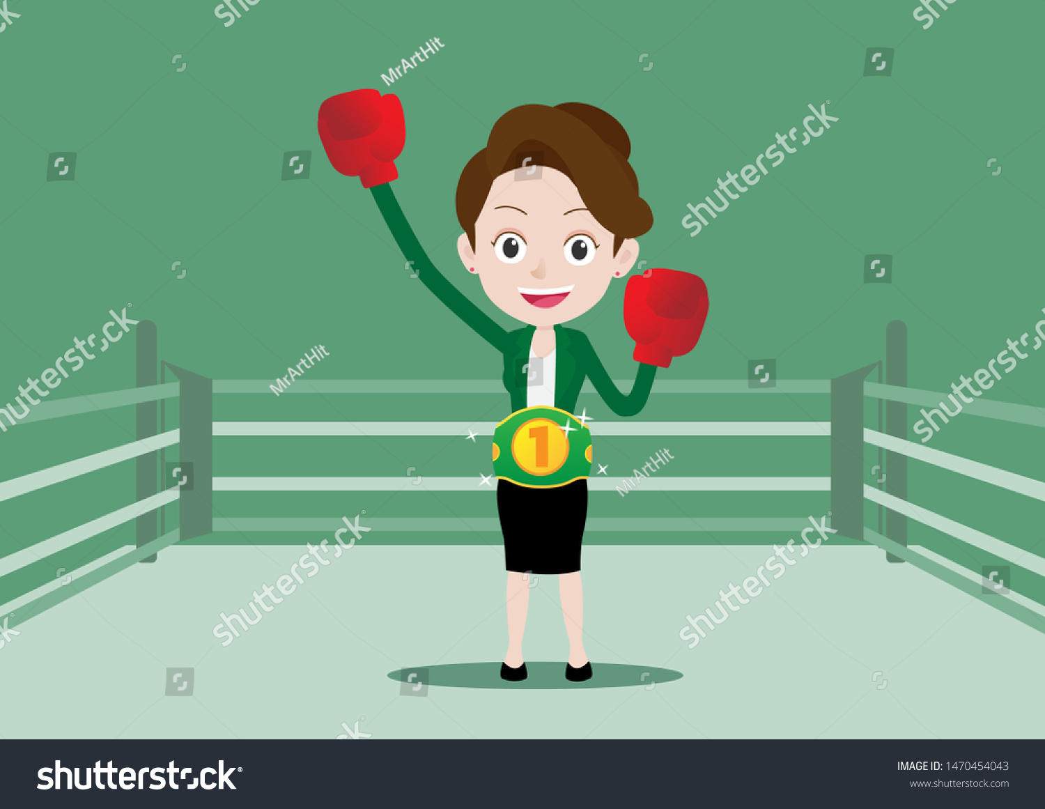 Business Woman Boxing Gloves Wearing Championship Stock Vector Royalty Free 1470454043 5549