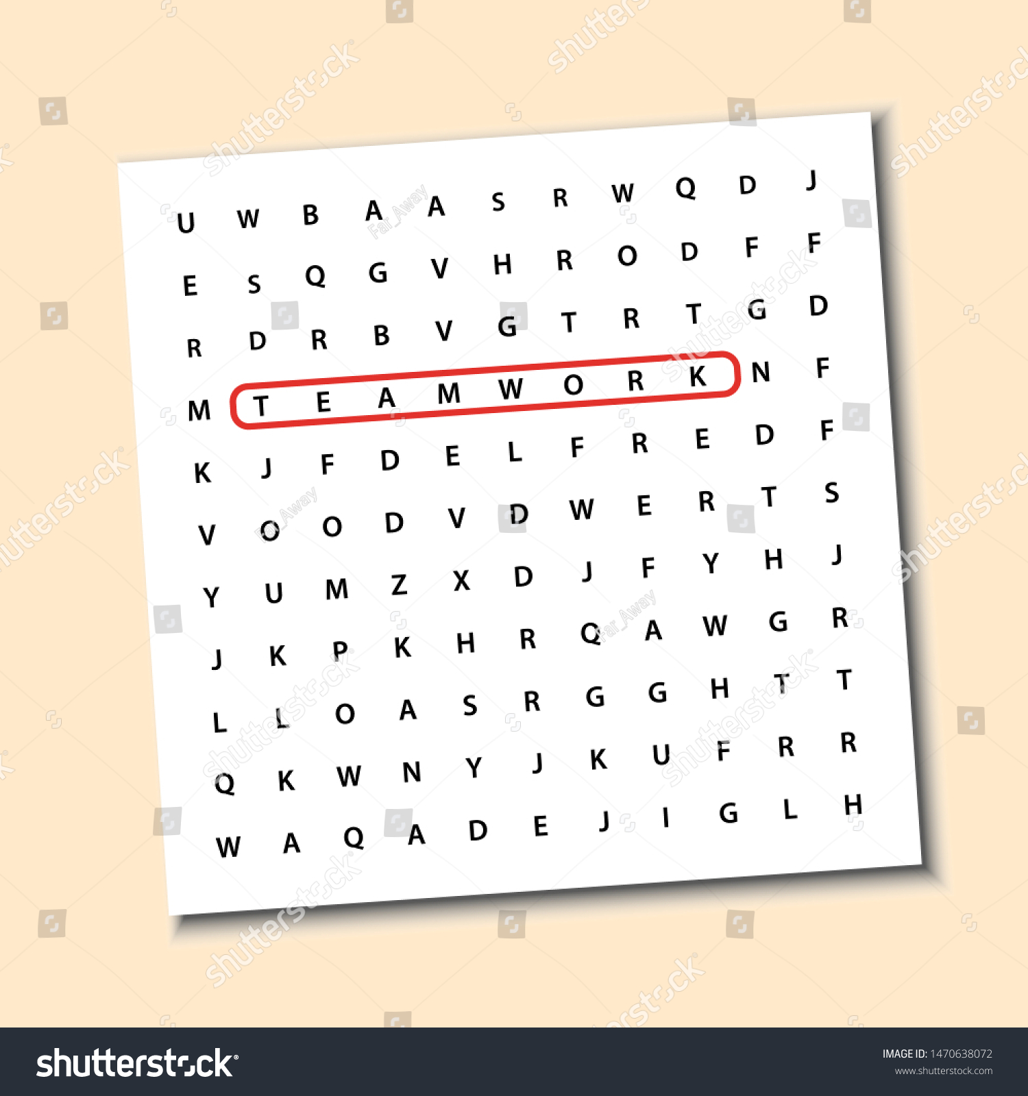 Team Work Word Search Puzzle Concept Stock Vector (Royalty Free ...