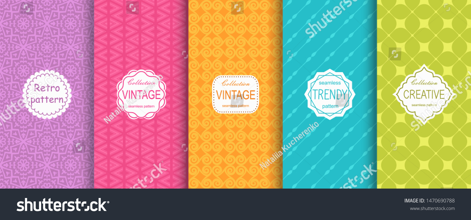 Set Cute Bright Seamless Patterns Vector Stock Vector (Royalty Free ...