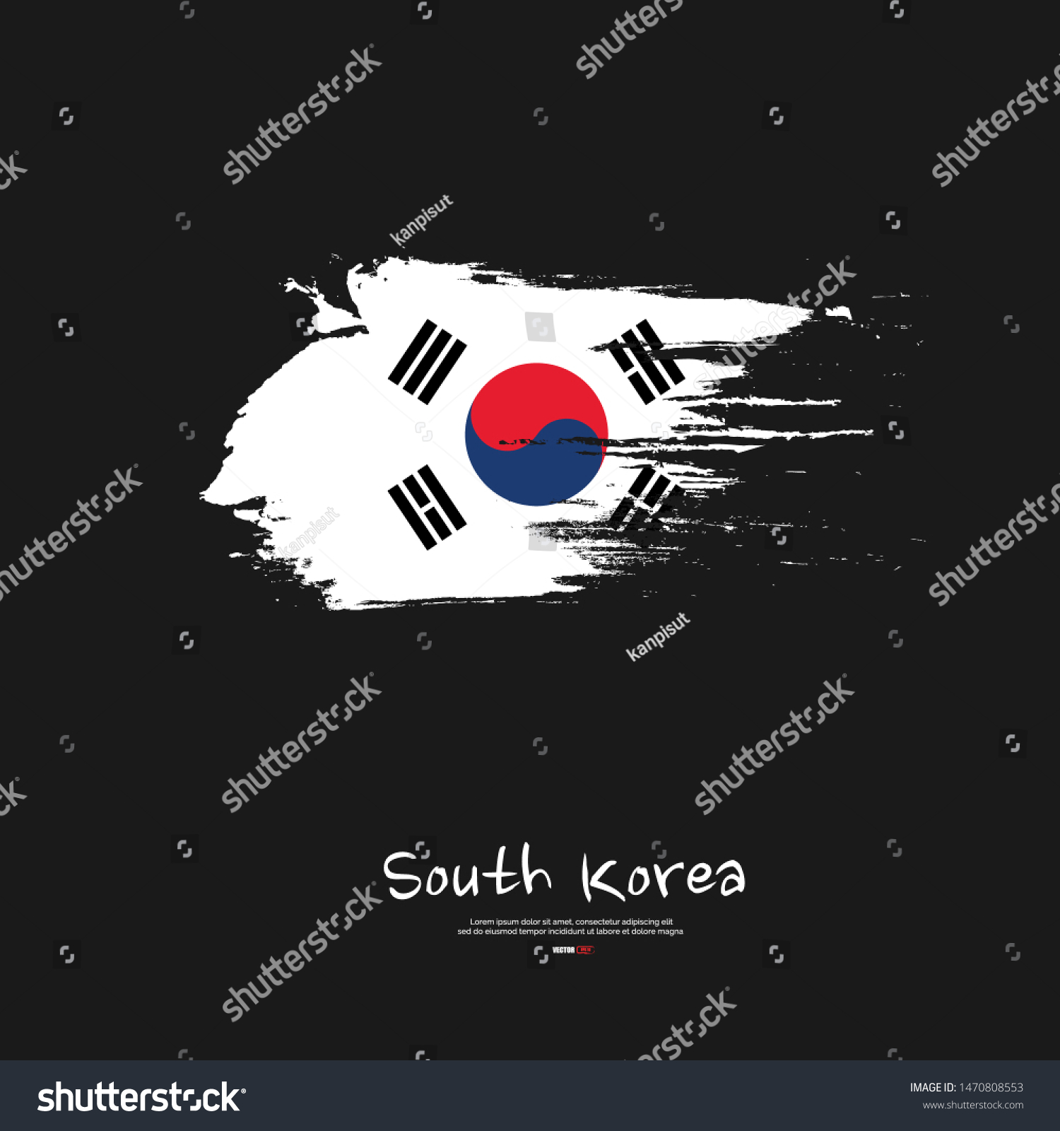 South Korea Flag Brush Stroke Backgroundpostervector Stock Vector Royalty Free