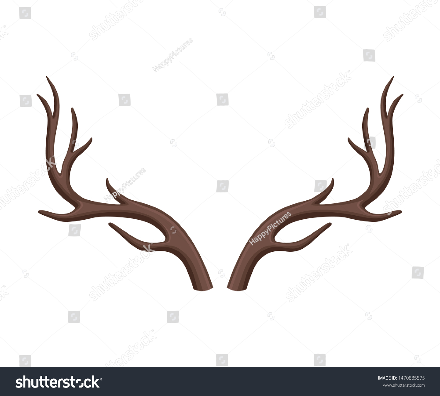 Branched Antlers Deer Vector Illustration On Stock Vector (Royalty Free ...