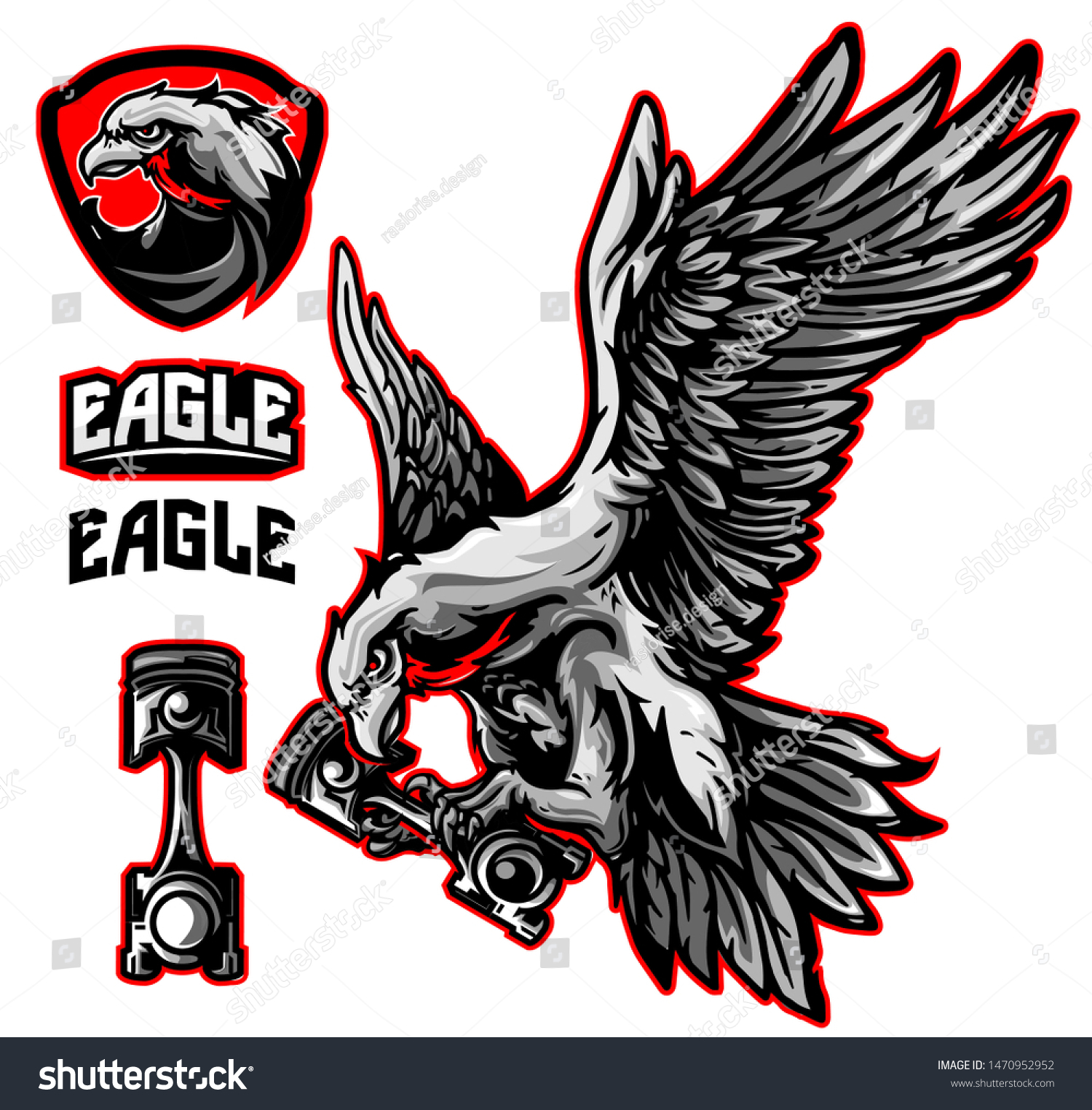 Mascot Illustration Eagle Handling Piston Stock Illustration 1470952952 ...