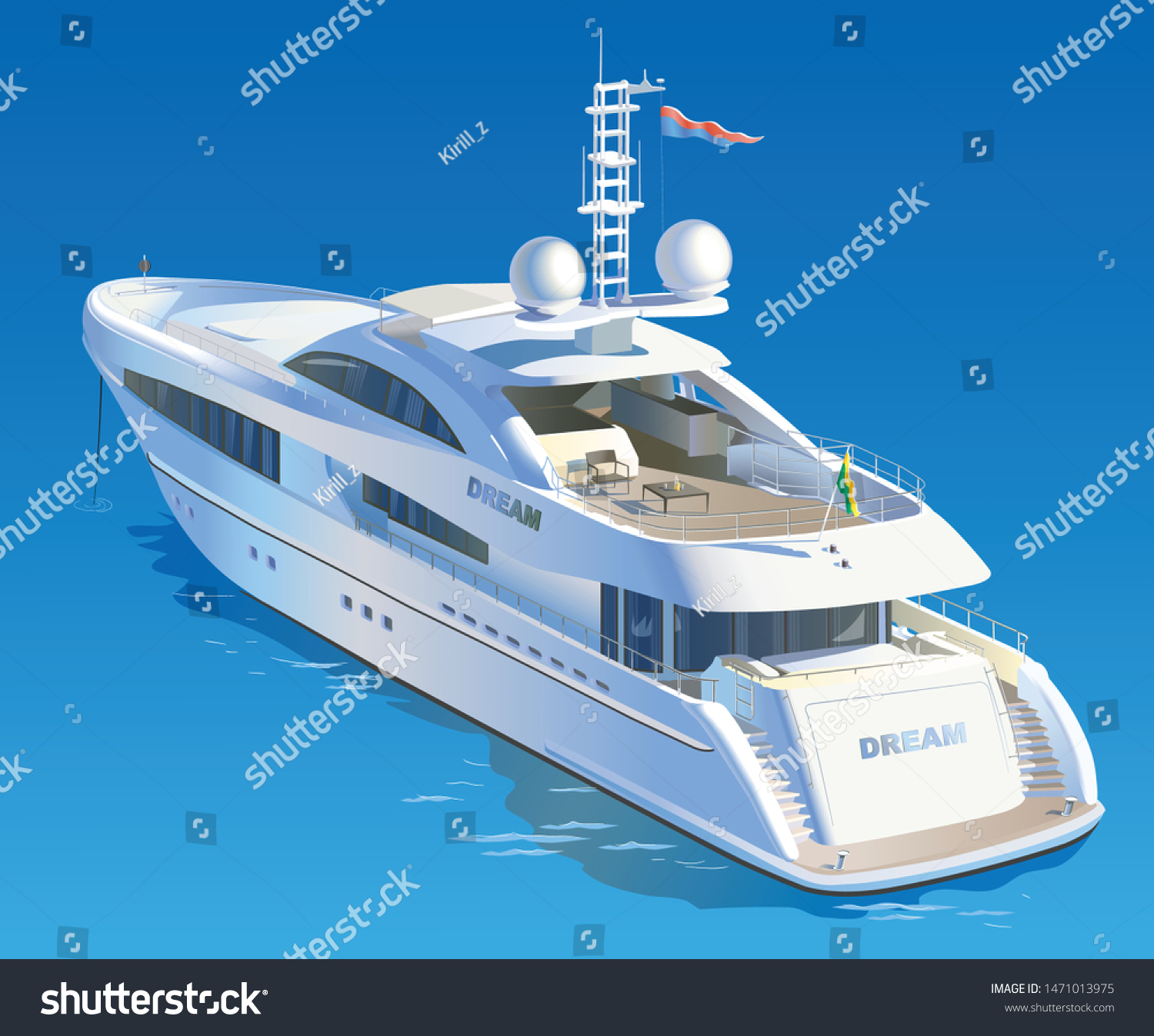 Color Vector Illustration Yacht Sea Anchored Stock Vector (Royalty Free ...