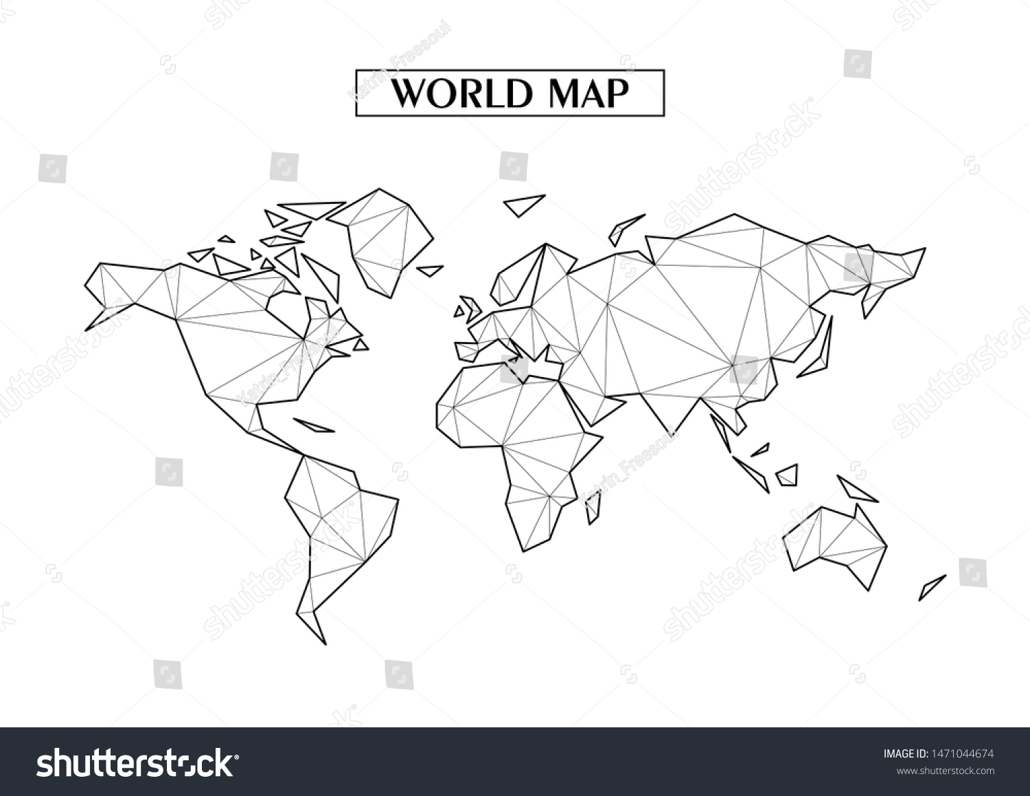 Polygonal Abstract World Map Connected Triangular Stock Vector (Royalty ...