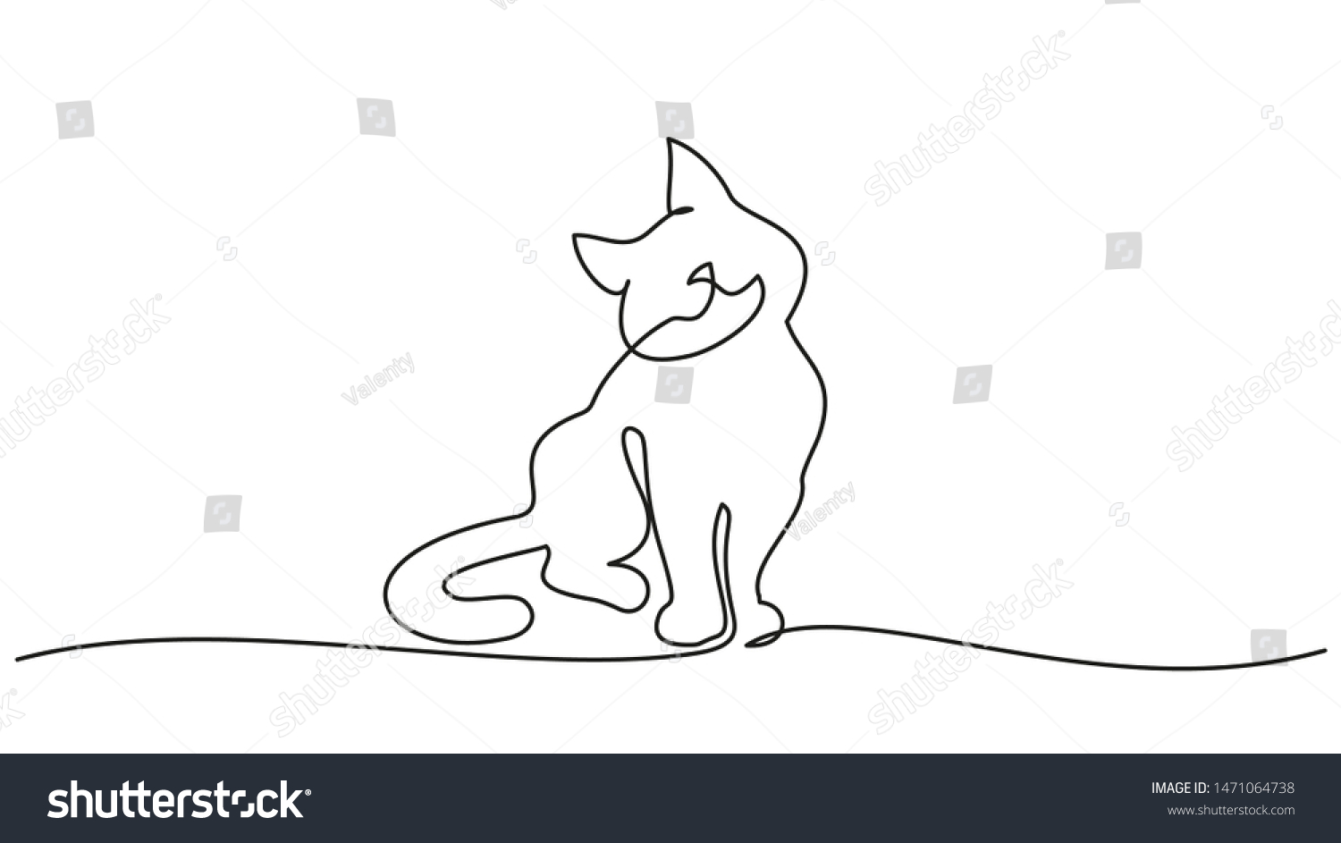 Continuous One Line Drawing Cat Sitting Stock Vector Royalty Free 1471064738 Shutterstock 0957