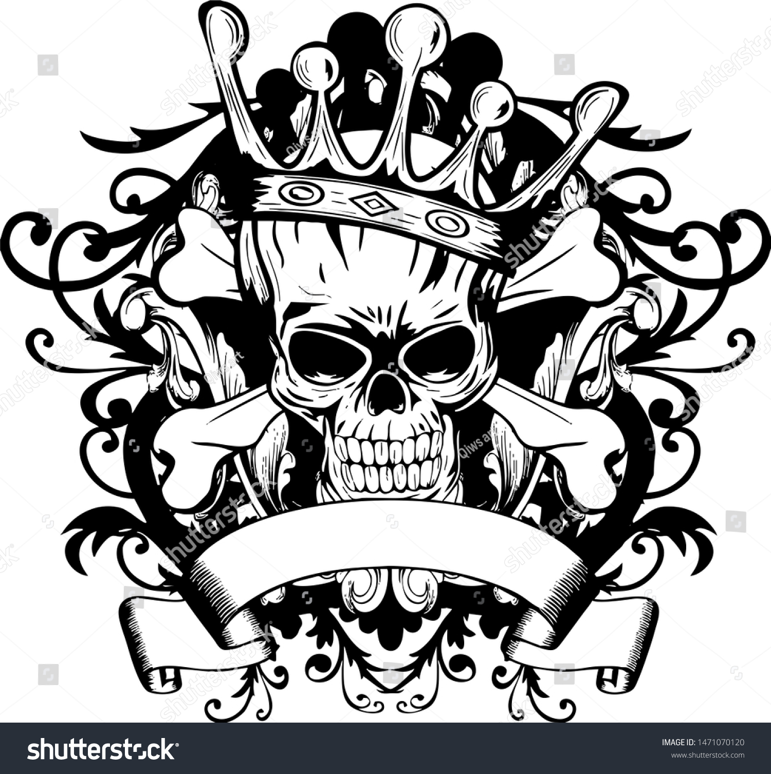 Skull Black White Bone Death Stock Illustration 1471070120 | Shutterstock