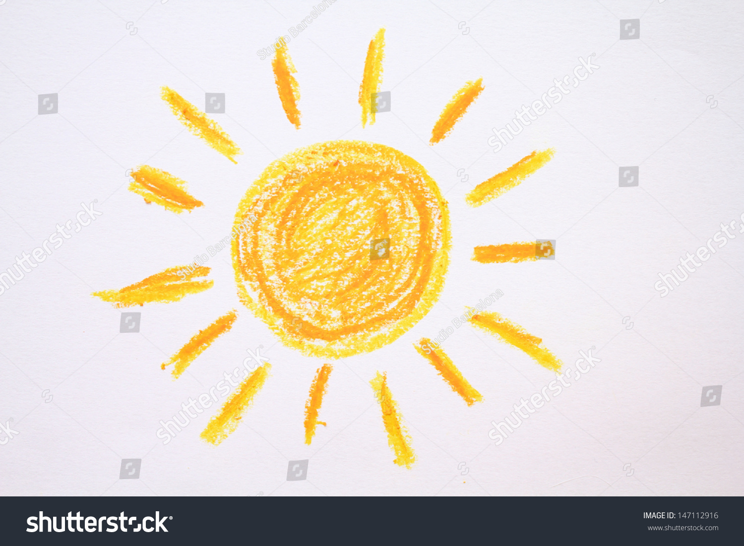 Солнышко цветной карандаш дети