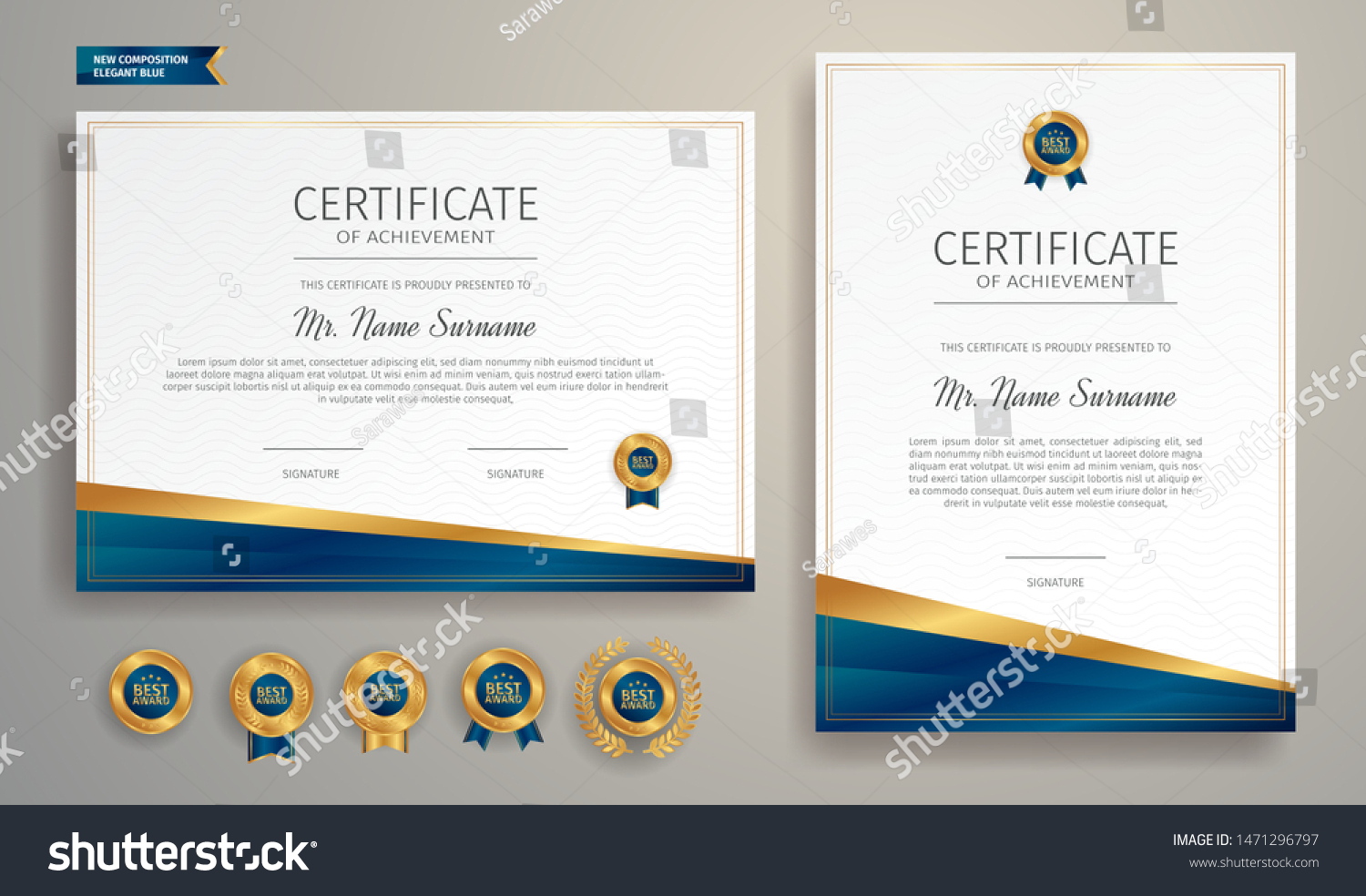 Blue Gold Certificate Appreciation Border Template Stock Vector ...