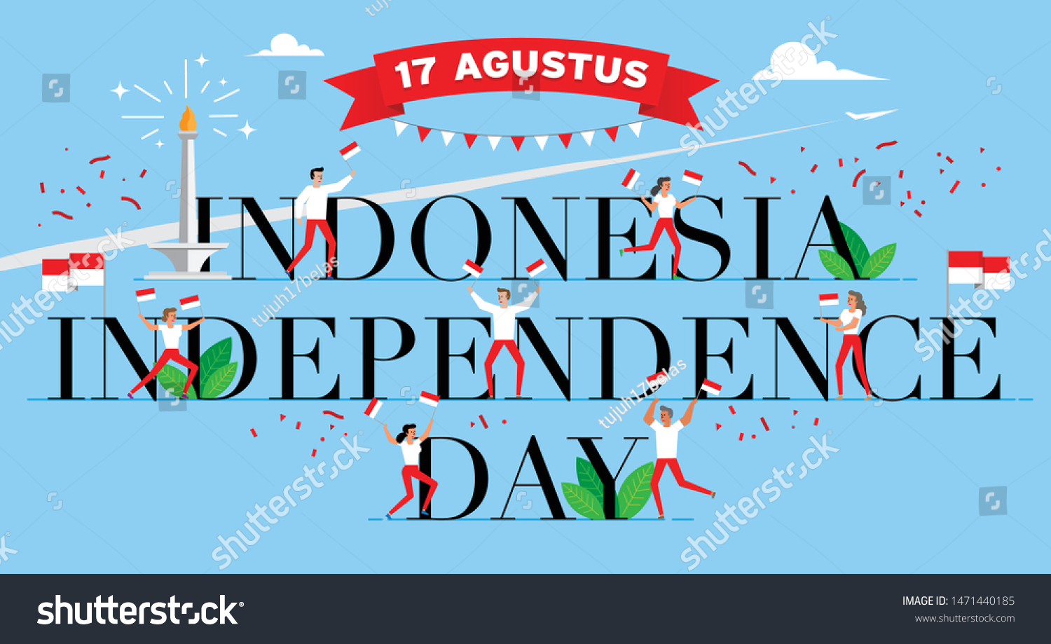 Indonesian People Celebrating Indonesian Independence Day Stock Vector Royalty Free 1471440185 9840