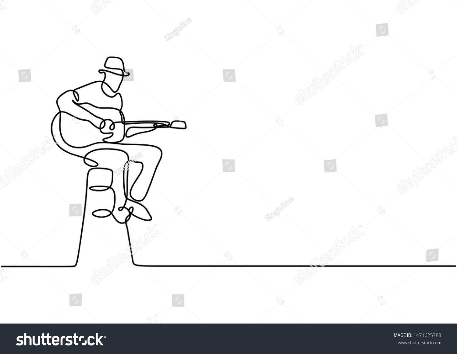 Continuous One Line Drawing Man Acoustic Stock Vector (Royalty Free ...