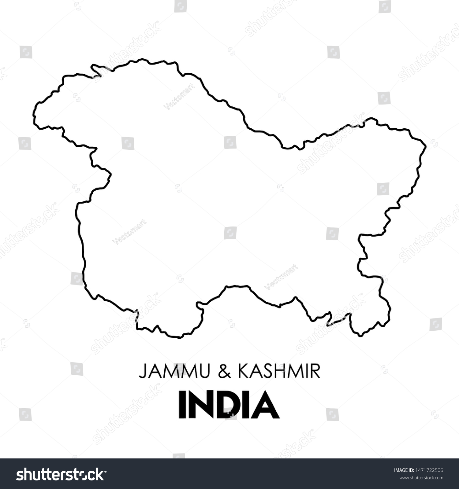 Illustration Map Union Territory Jammu Kashmir Stock Vector (Royalty ...