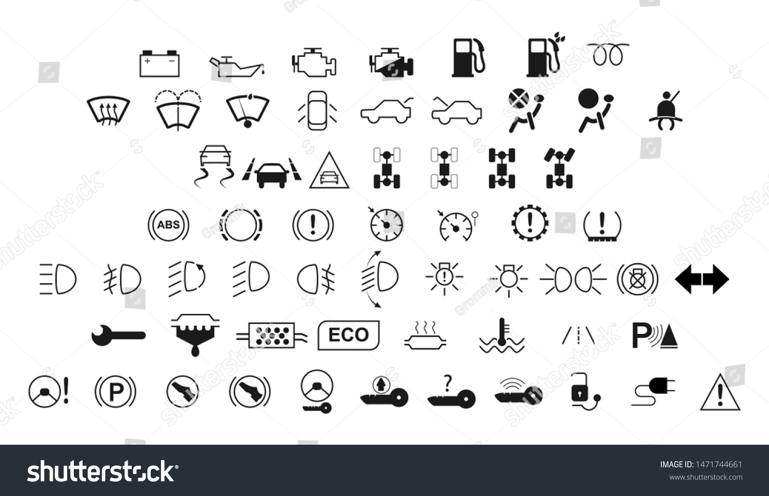 60 Indicators Car Dashboard Car System Stock Vector (royalty Free 