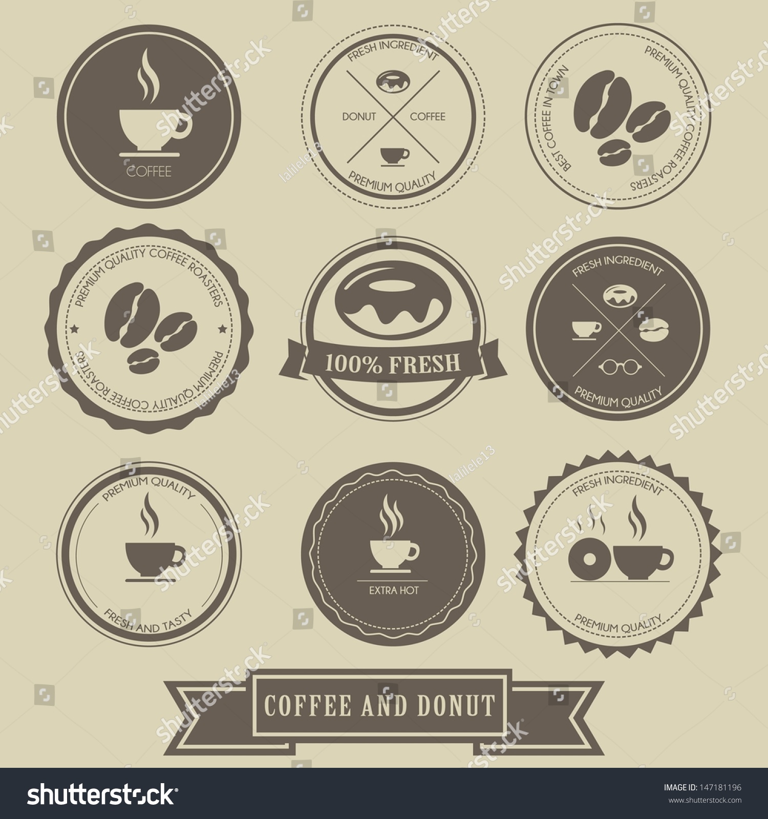 Coffee Donut Label Design Stock Vector (Royalty Free) 147181196 ...