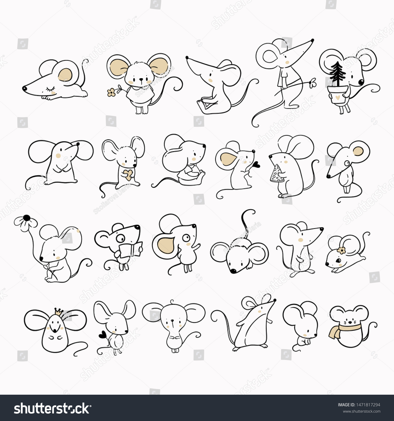 Big Set Cute Mouse Rats New Stock Vector (Royalty Free) 1471817294 | Shutterstock