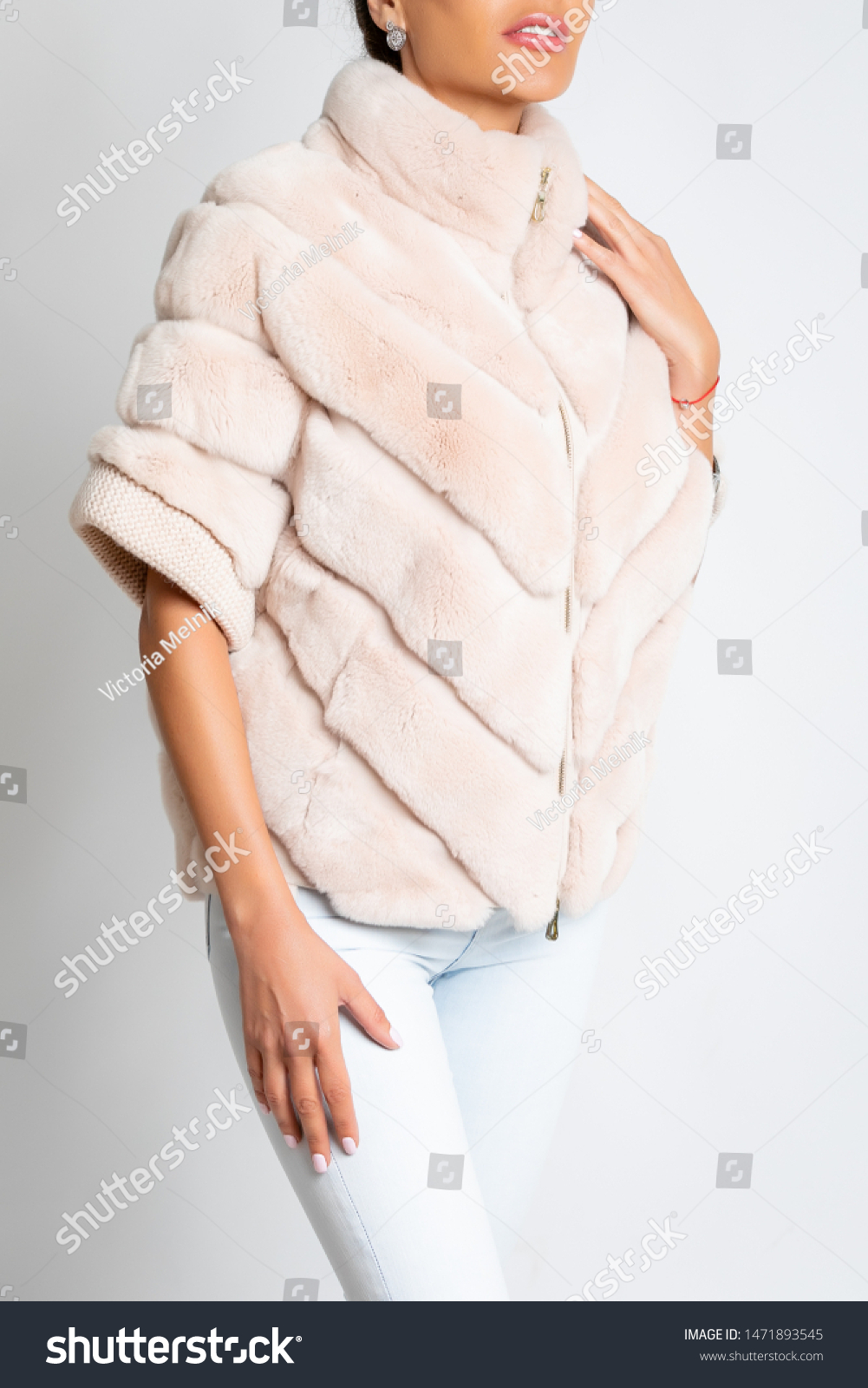 fur coat short sleeve