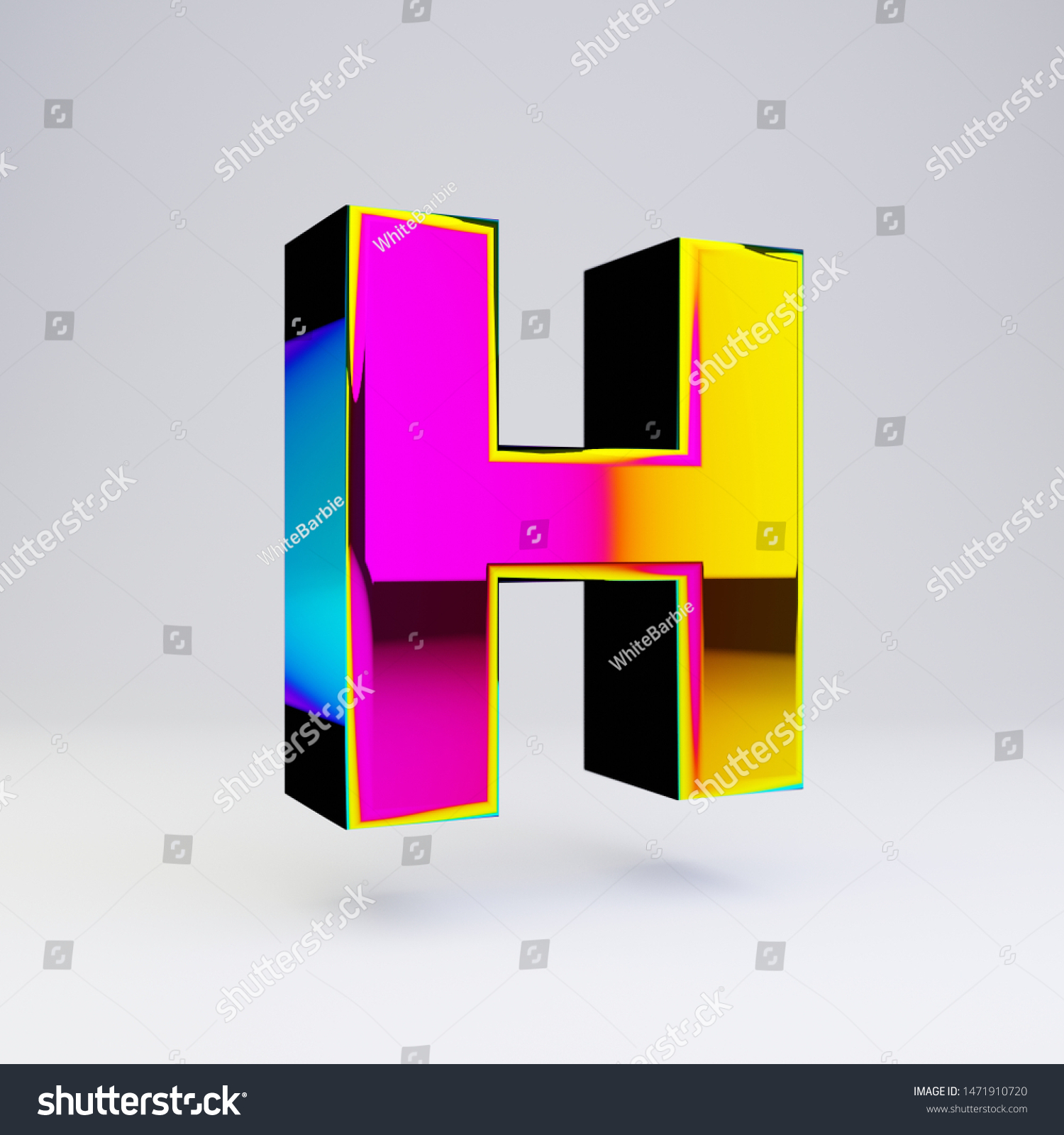 Holographic Letter H Uppercase Isolated On Stock Illustration ...