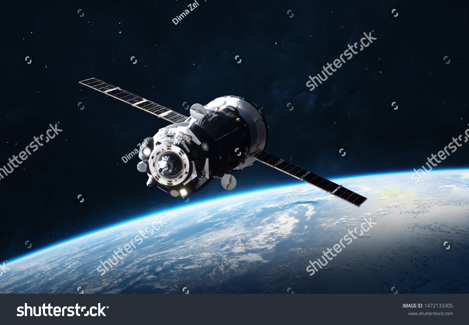 Planet Earth Space Craft Black Background Stock Photo 1472133305 ...