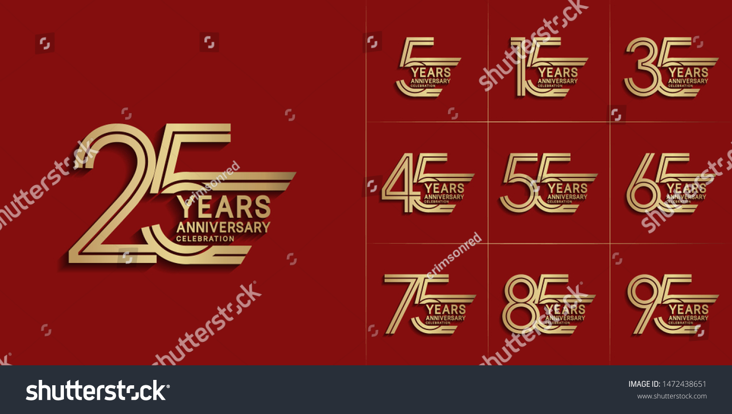 Set Anniversary Logotype Golden Color Celebration Stock Vector Royalty Free 1472438651 5187