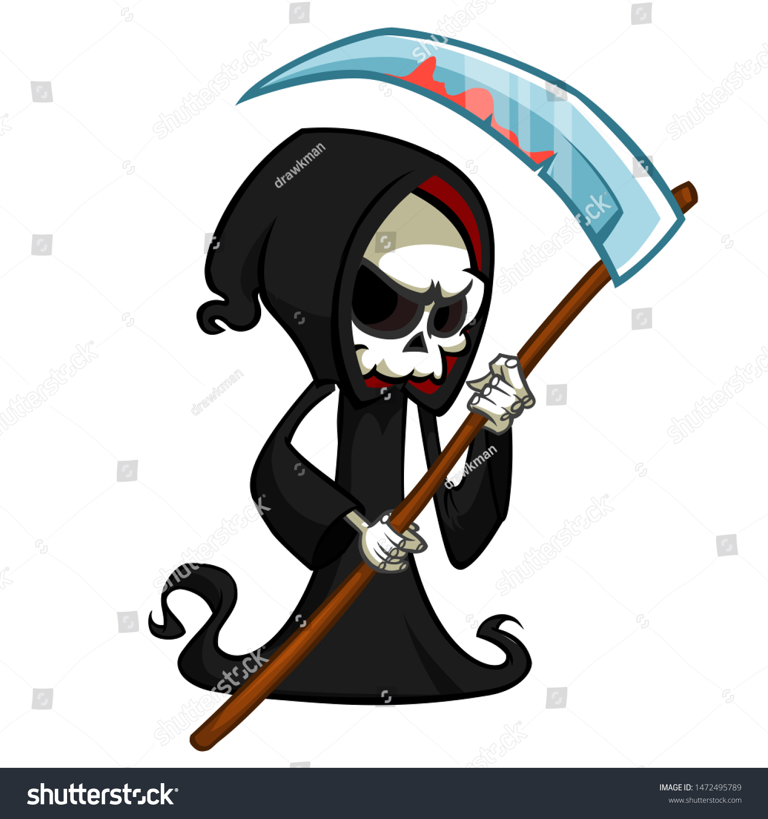 Cute Cartoon Grim Reaper Scythe Cute Stock Illustration 1472495789 ...