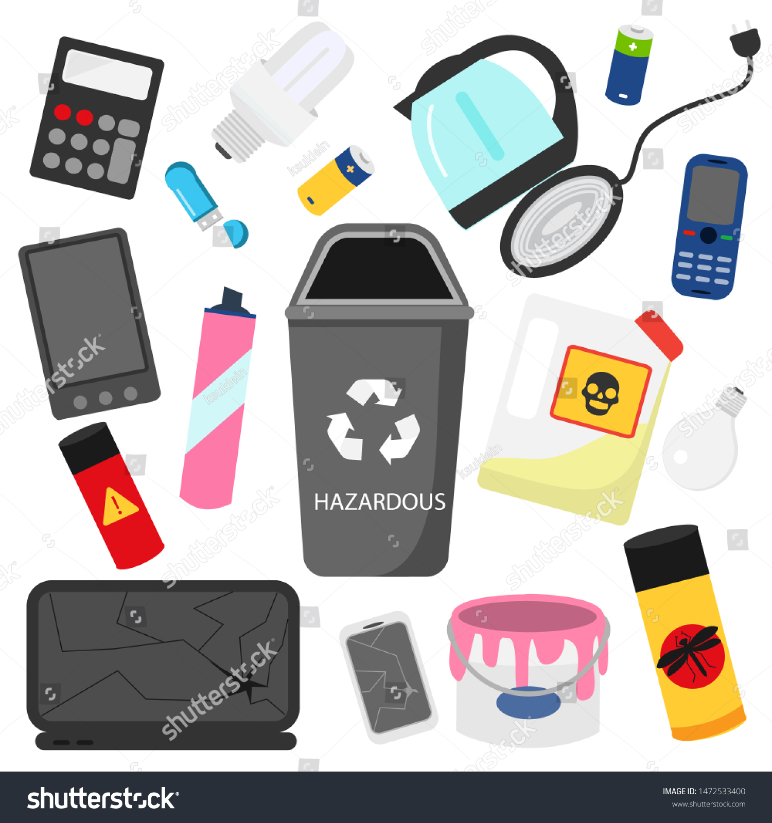 Waste Sorting Household Hazardous Garbage Ewaste Stock Illustration ...