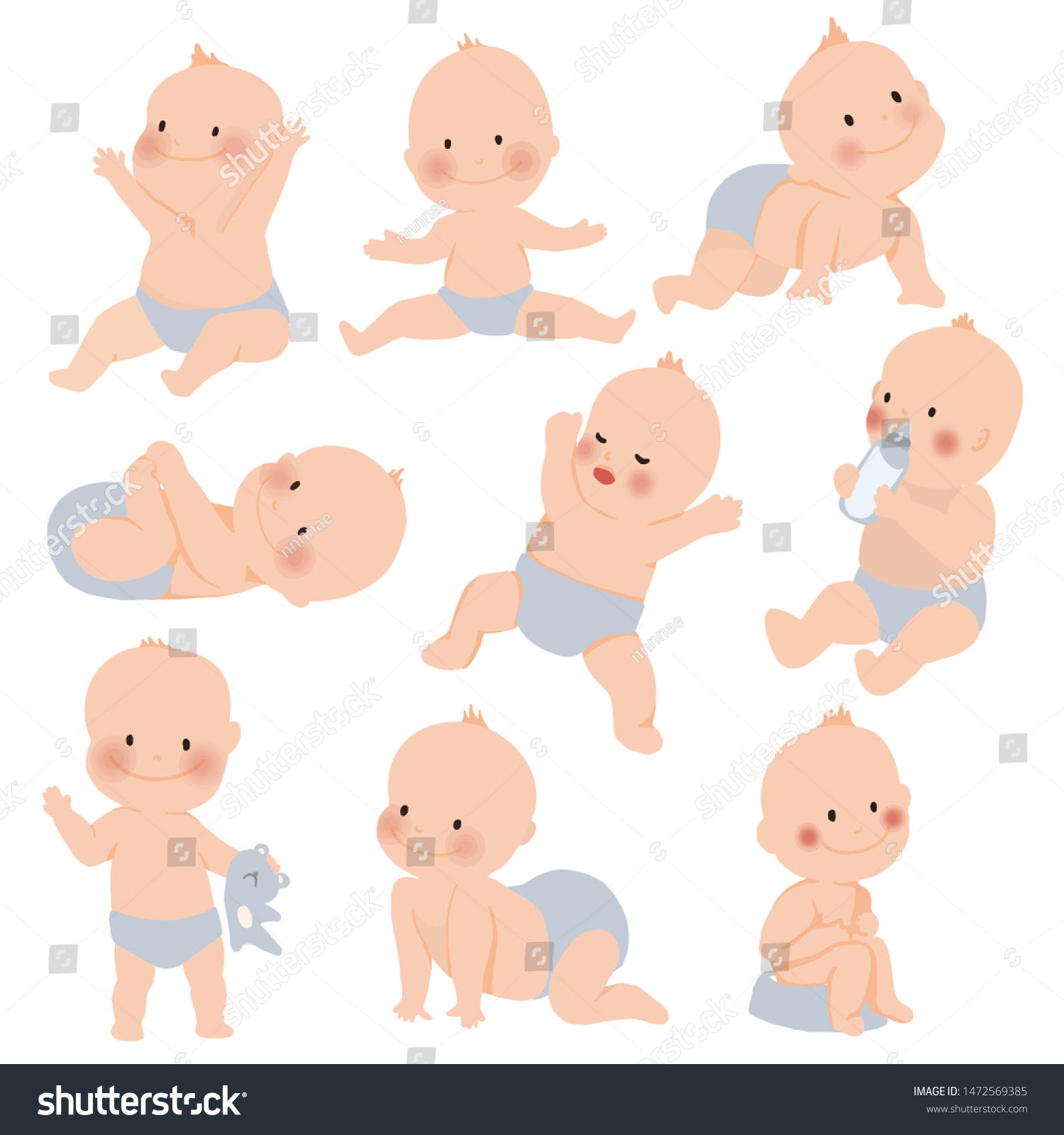 Cute Baby Toddler Boy Various Poses Stock Vector (Royalty Free ...