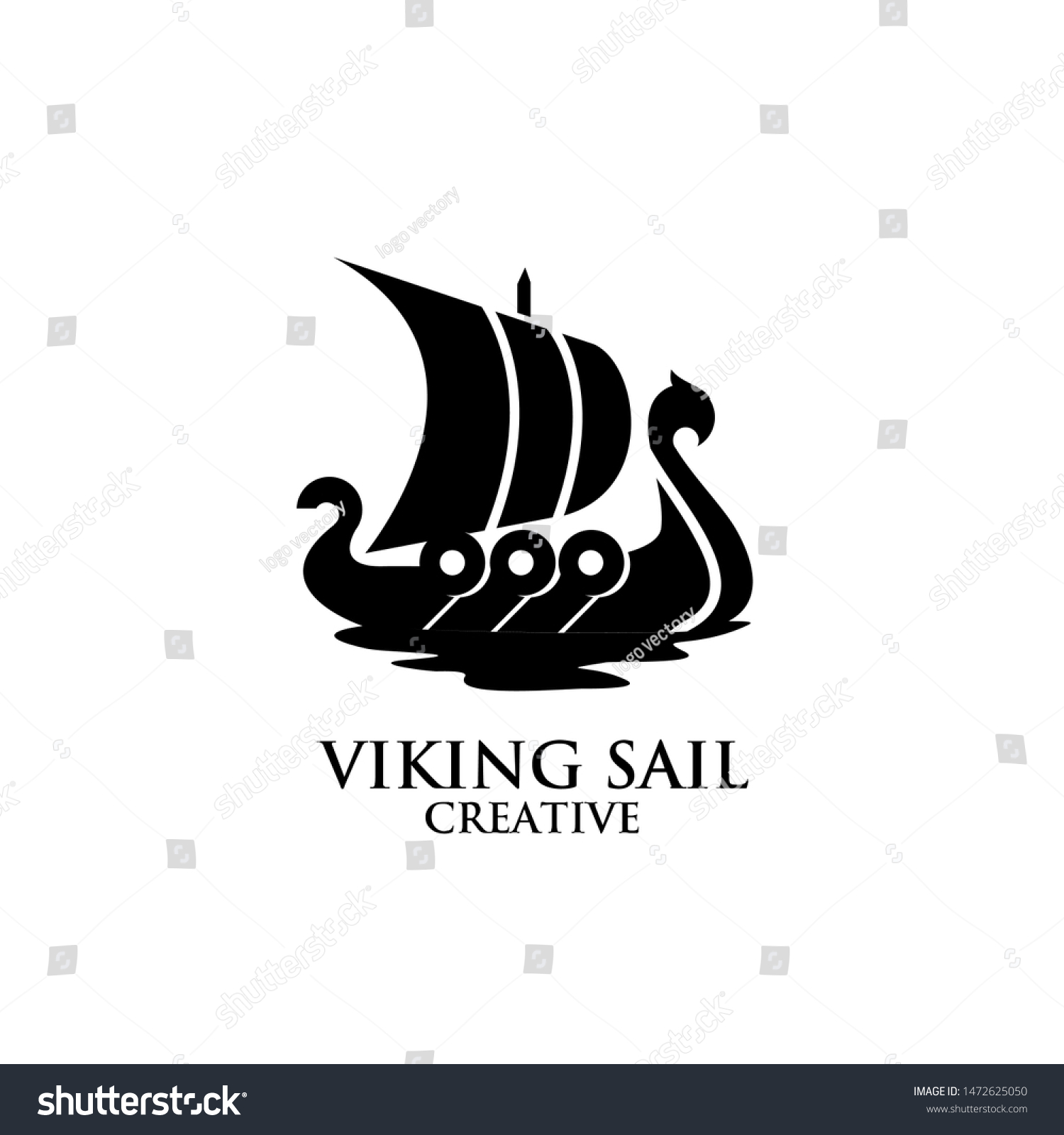 Viking Boat Ship Black Logo Icon Stock Vector (Royalty Free) 1472625050 ...