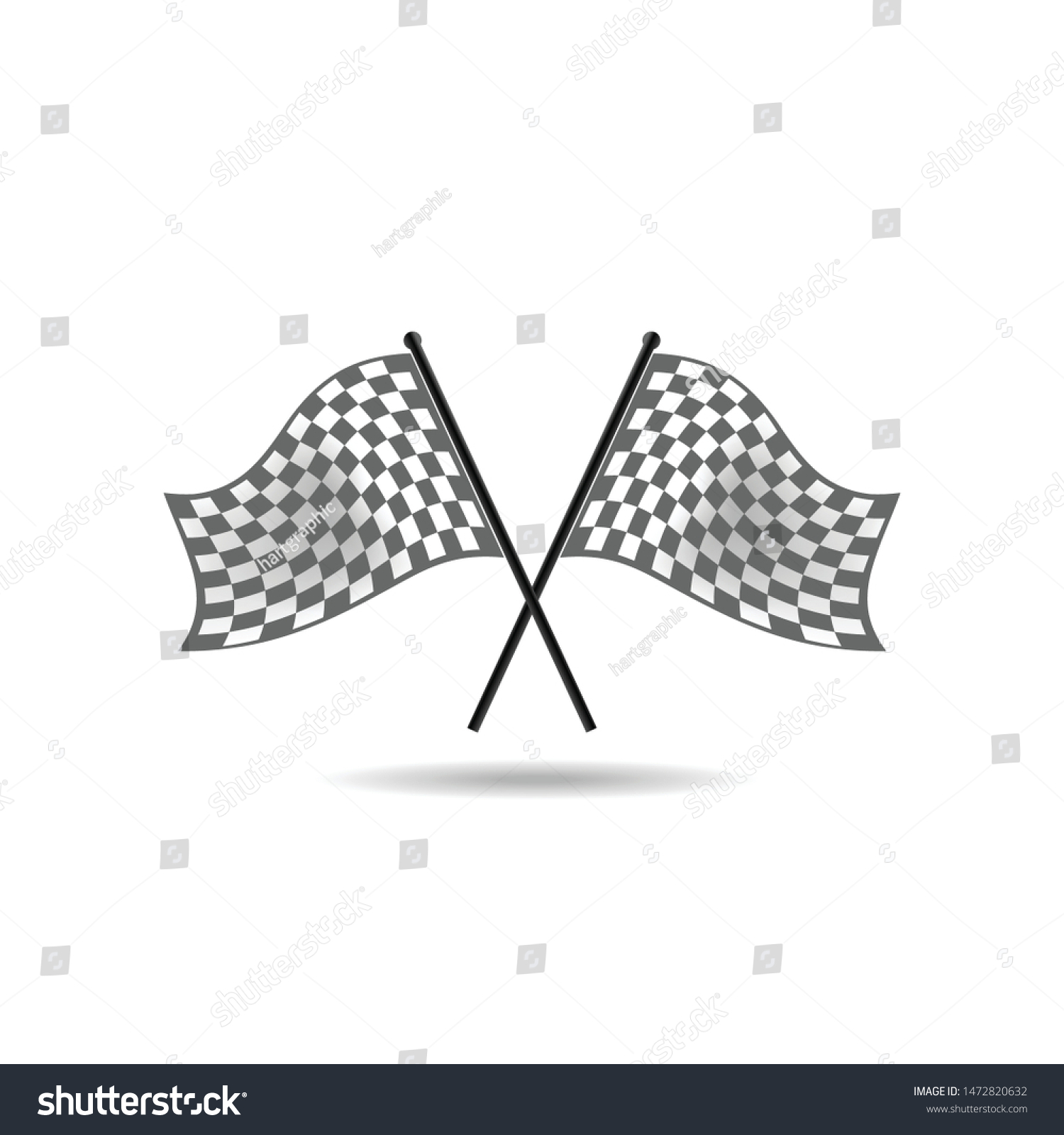 Checkered Flag Vector Rippled Black White Stock Vector (Royalty Free ...