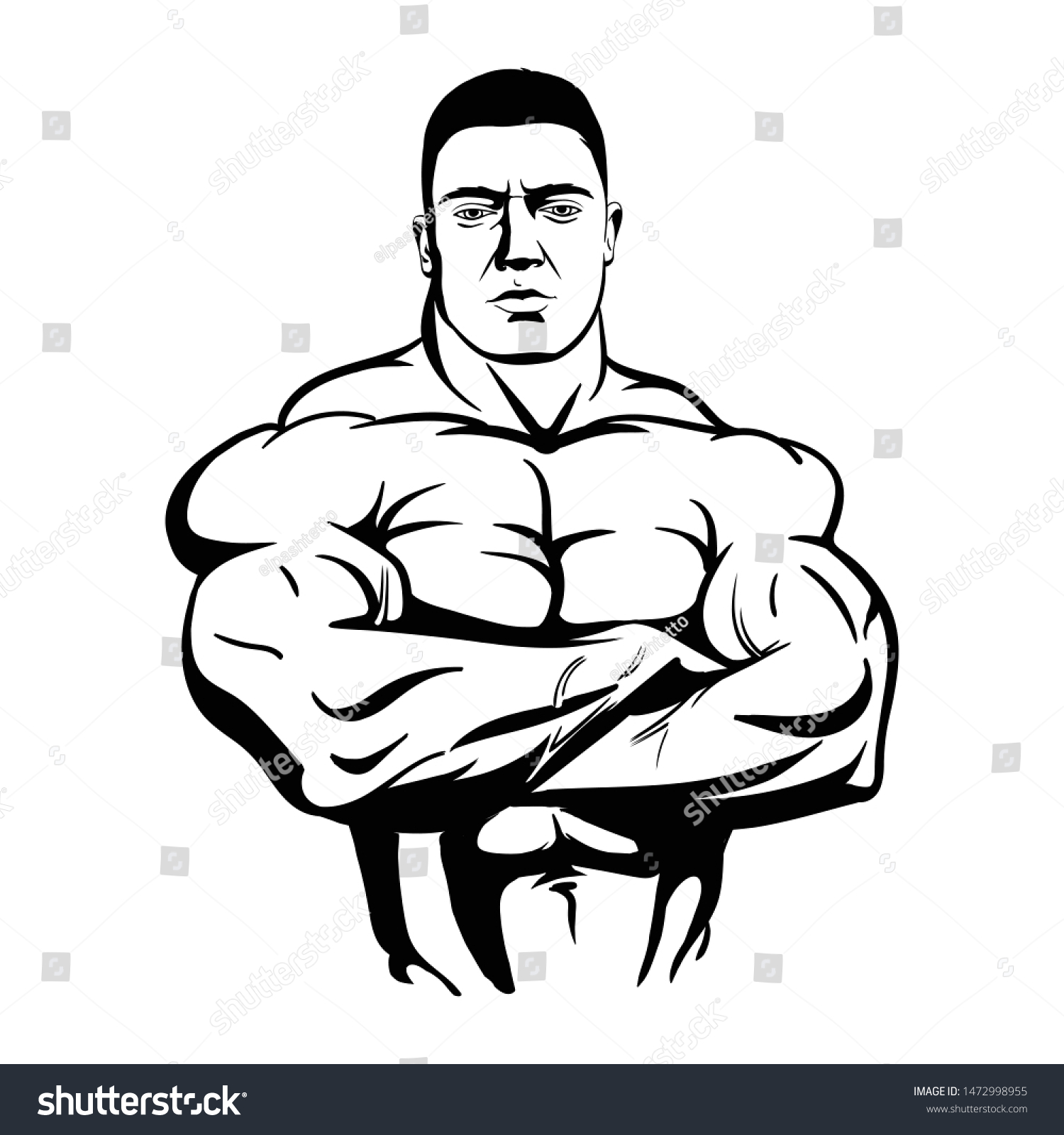 Bodybuilder Arms Crossed Vector Illustration Black Stock Vector ...