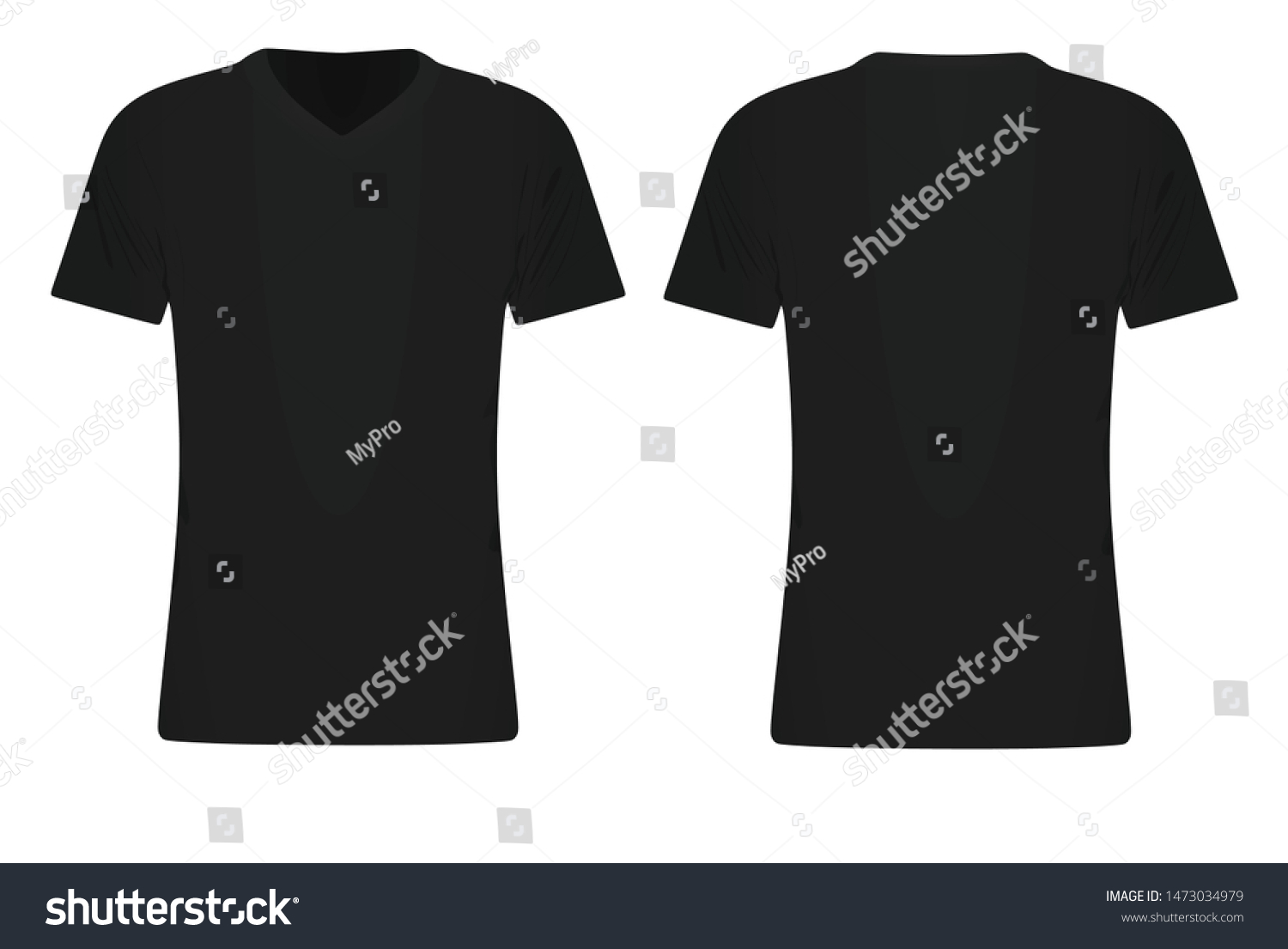 Black Vneck T Shirt Template Vector Stock Vector (Royalty Free ...