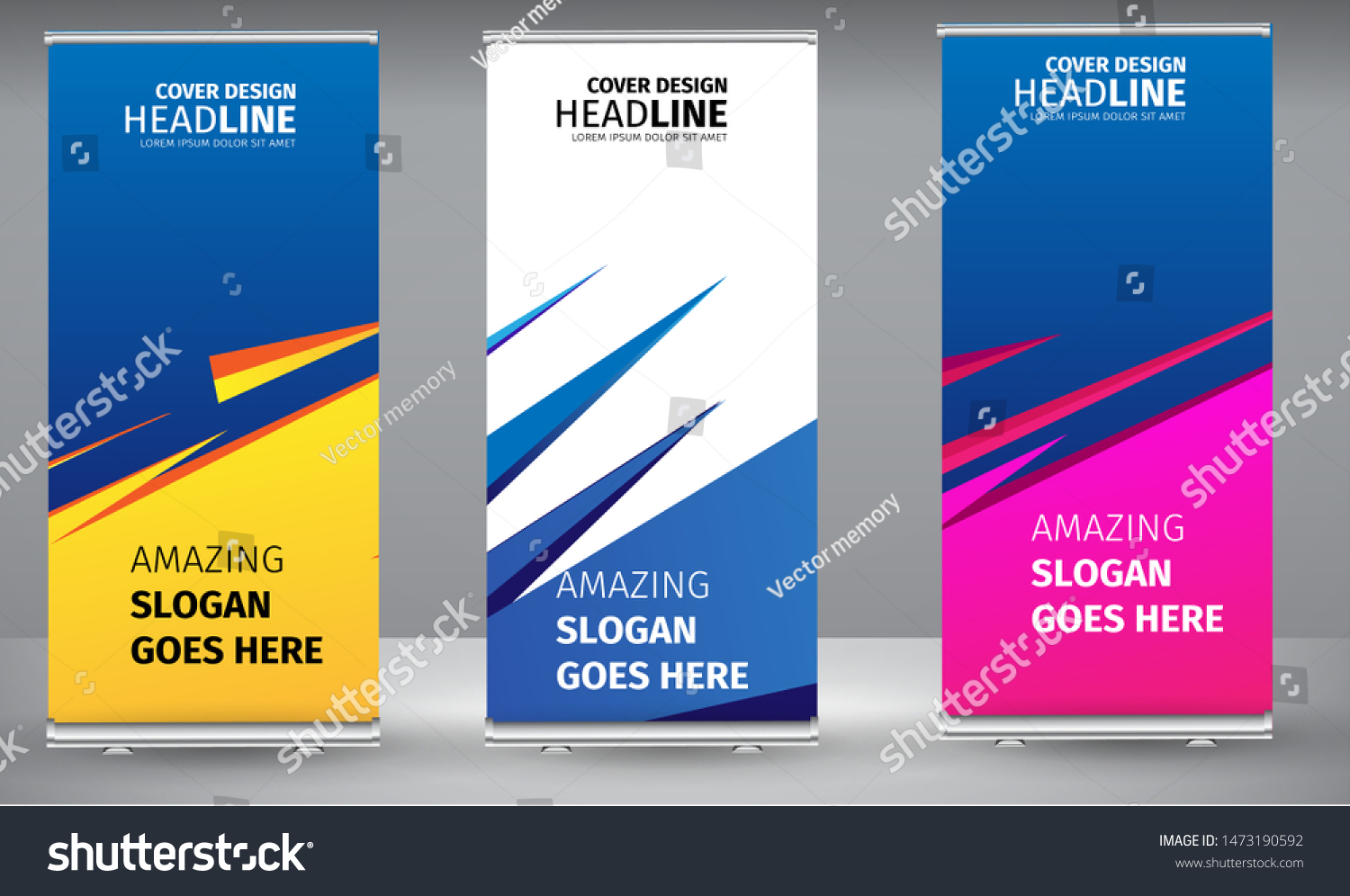 Roll Banner Blue Yellow Yellow Shape Stock Vector (Royalty Free