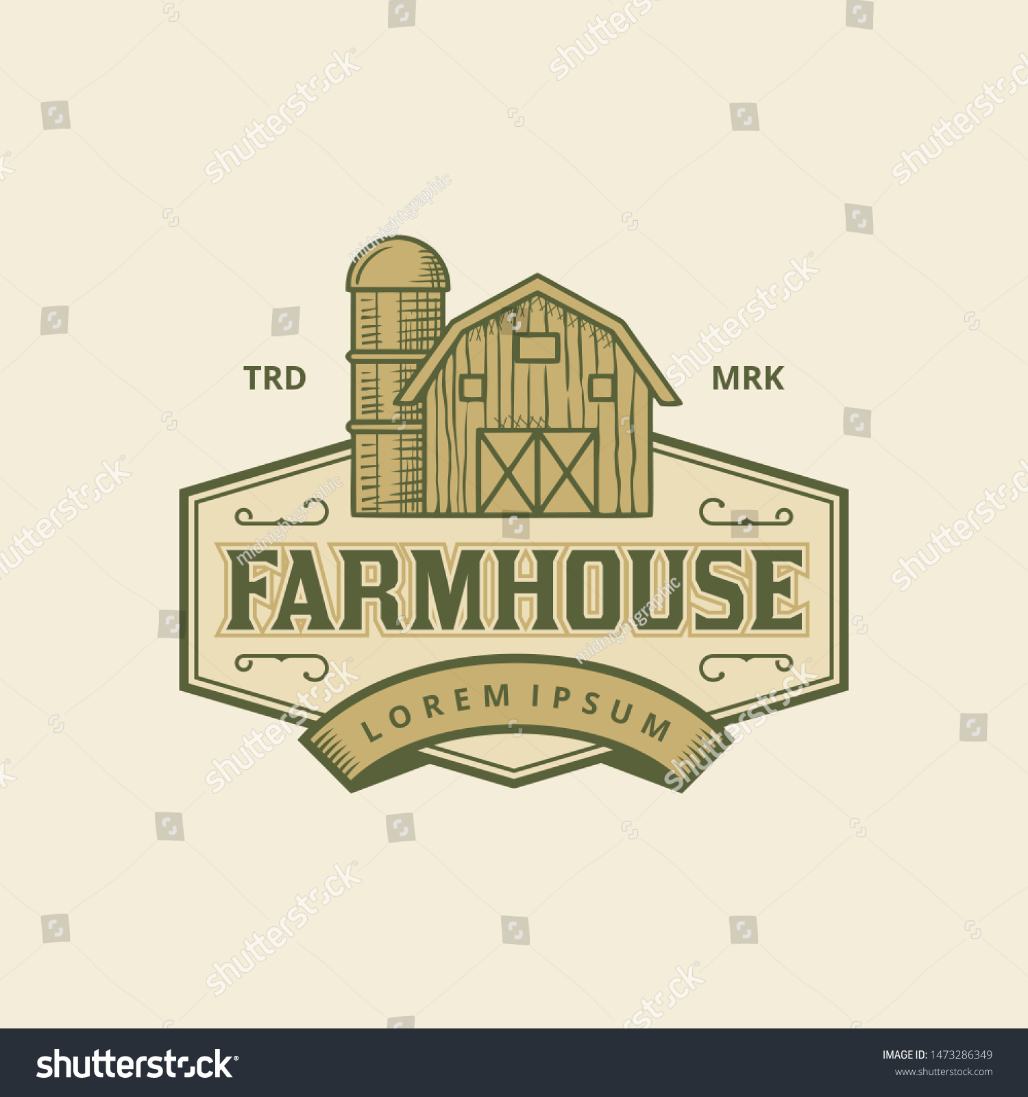 Vintage Farmhouse Logo Barn Illustration Farm Stock Vector (royalty 