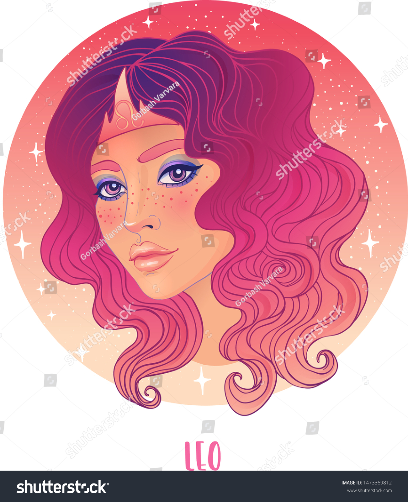 Illustration Leo Astrological Sign Beautiful Girl Stock Vector Royalty Free 1473369812 7454