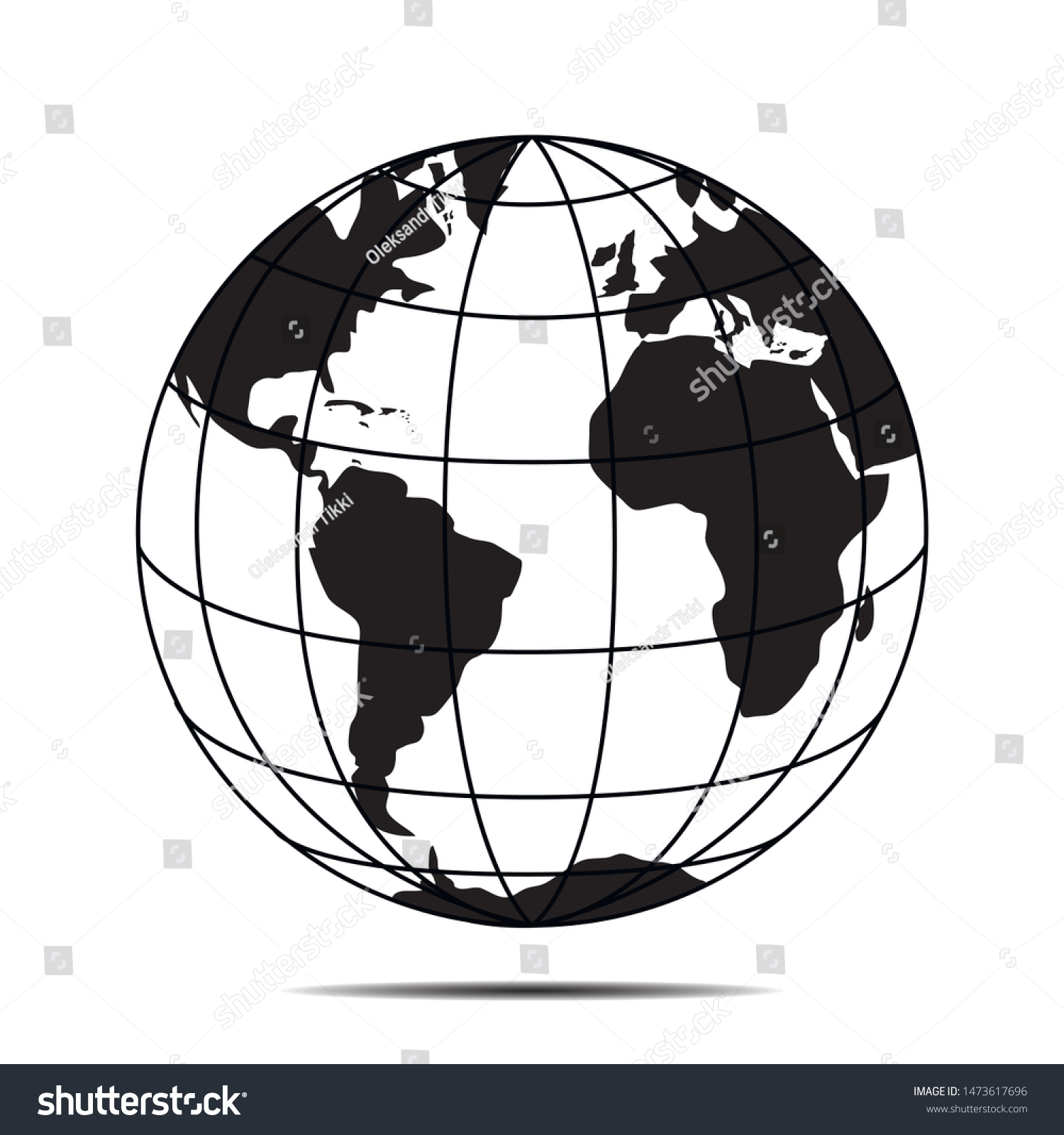 vector globe black and white