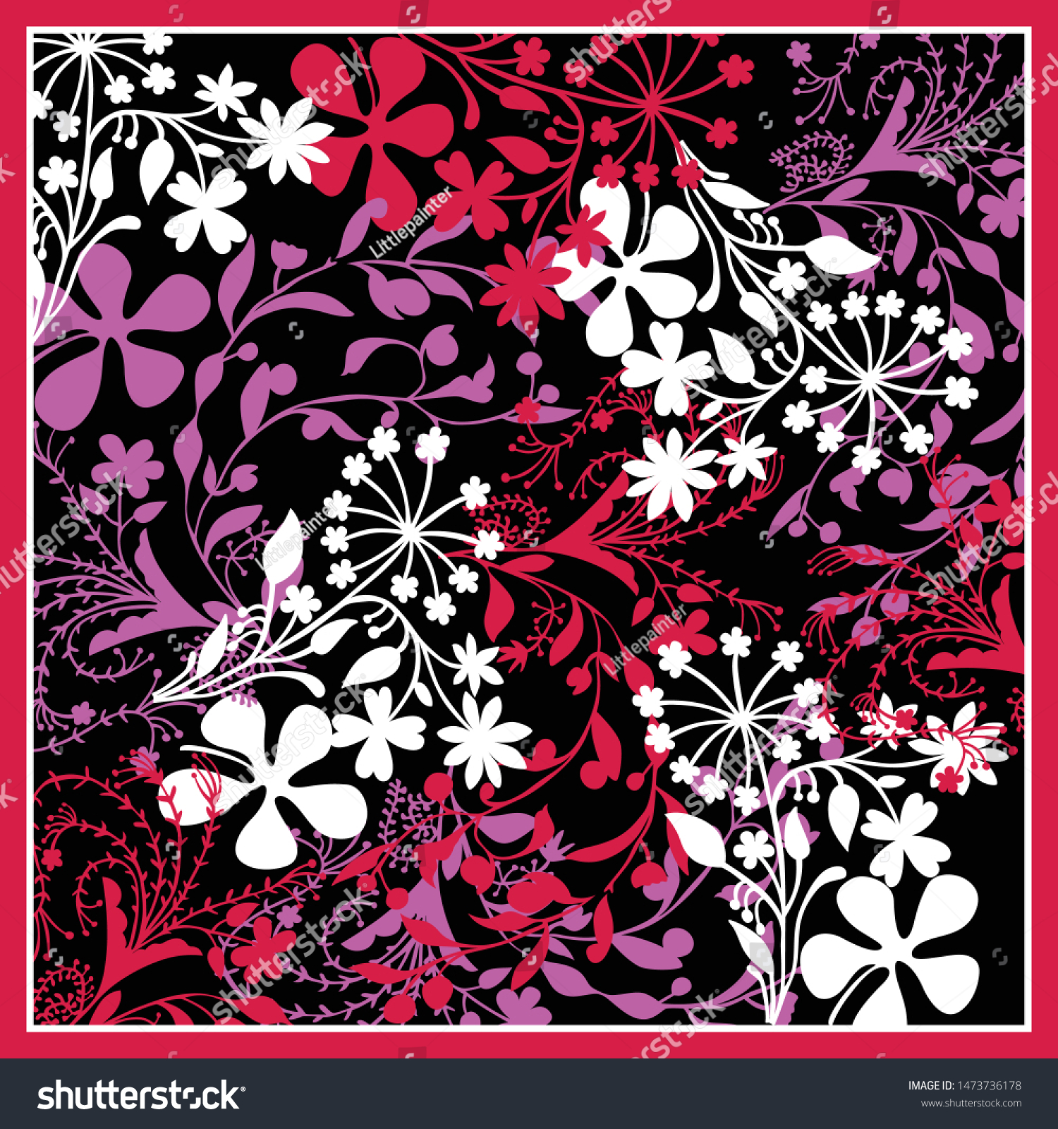 Abstract Floral Texture Print Design Black Stock Vector (Royalty Free ...
