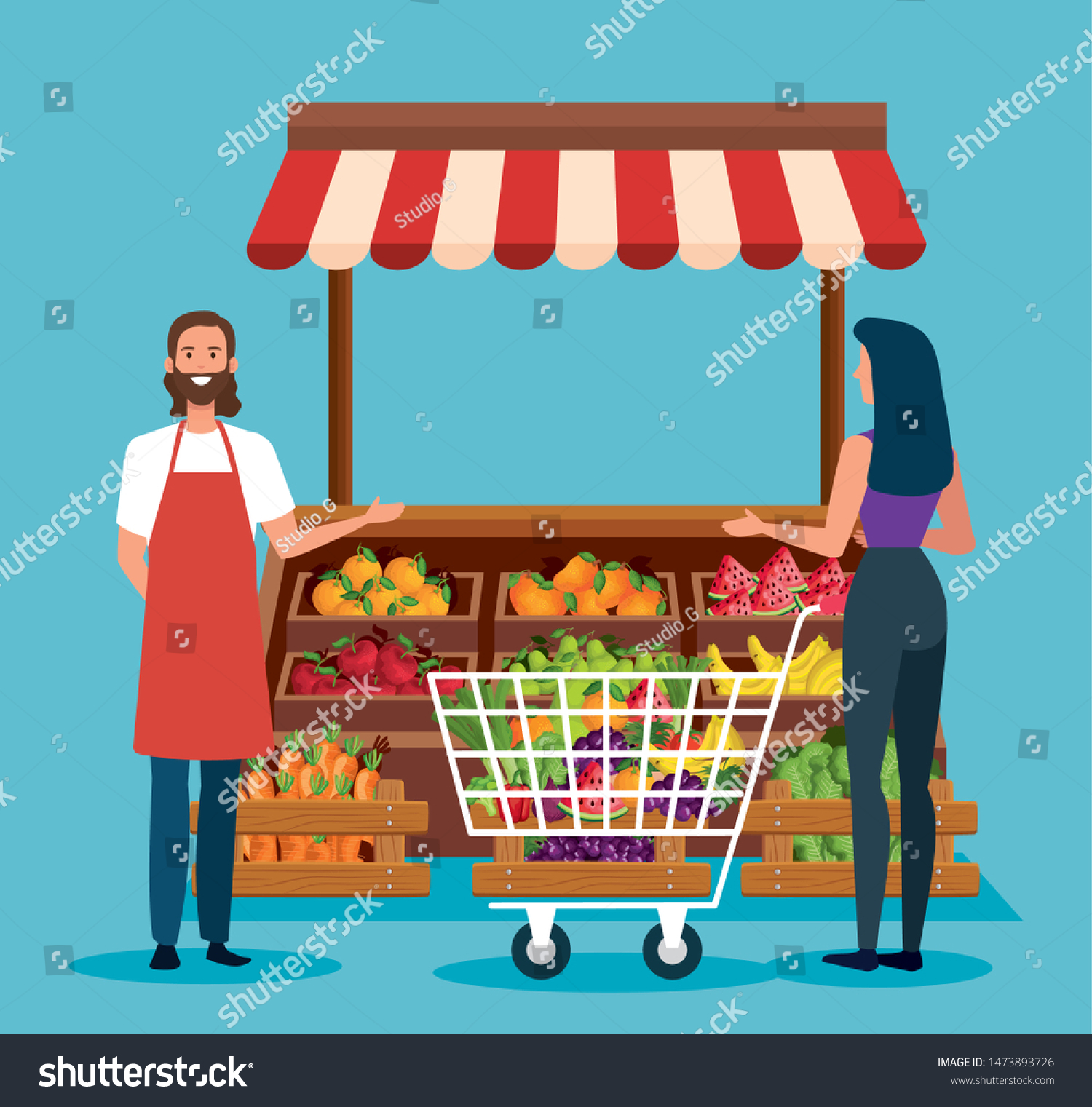 Salesman Woman Costumer Shopping Car Fresh Stock Vector (Royalty Free ...