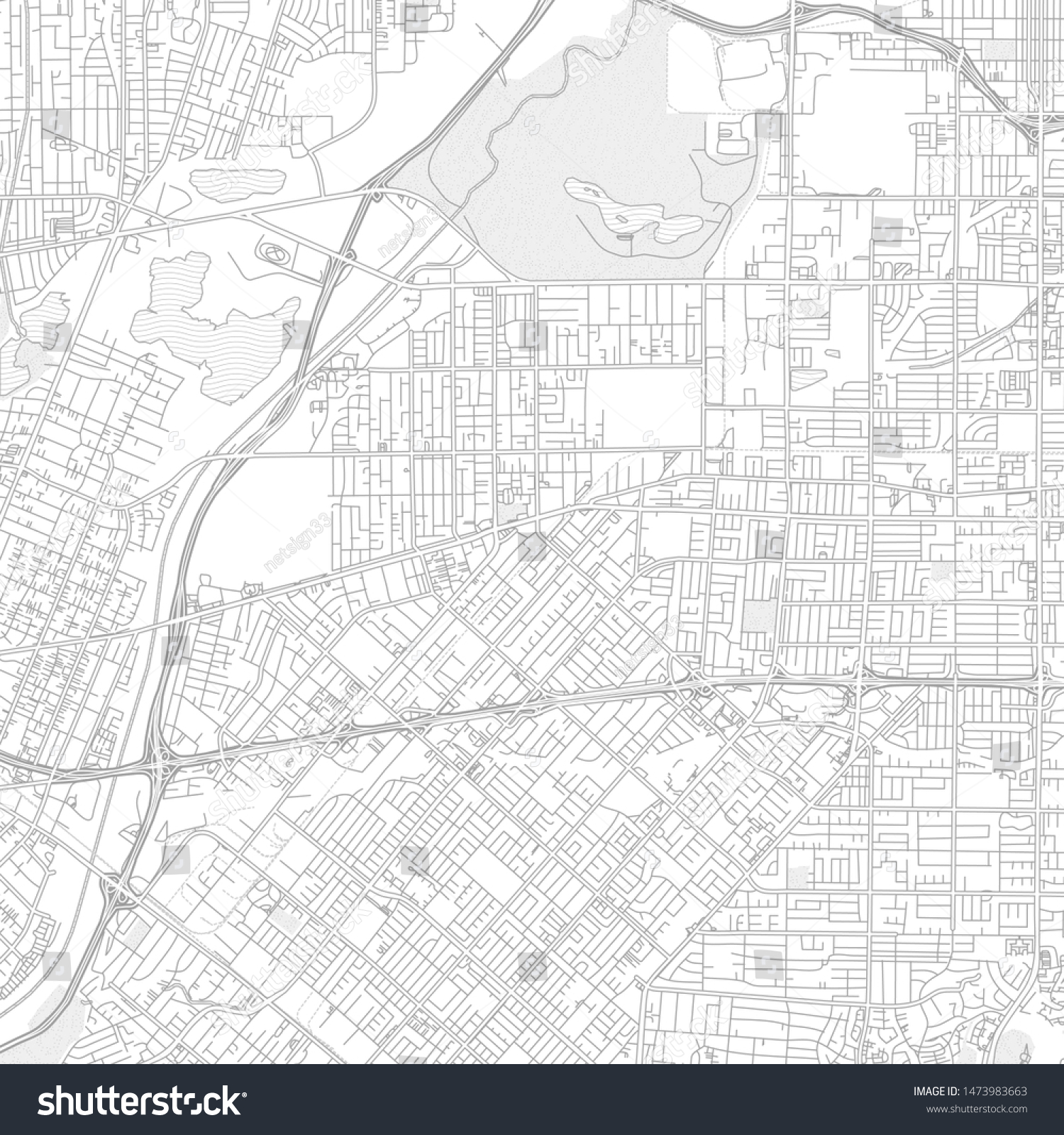 Stock Vector Baldwin Park California Usa Bright Outlined Vector Map With Bigger And Minor Roads And Steets 1473983663 