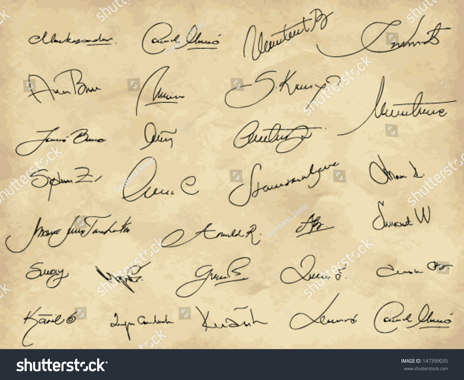 Set Various Imaginary Signature Vector Eps10 Stock Vector (Royalty Free ...