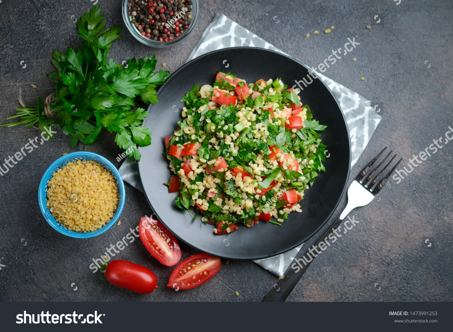 Traditional Oriental Salad Tabbouleh Bulgar Parsley Stock Photo ...