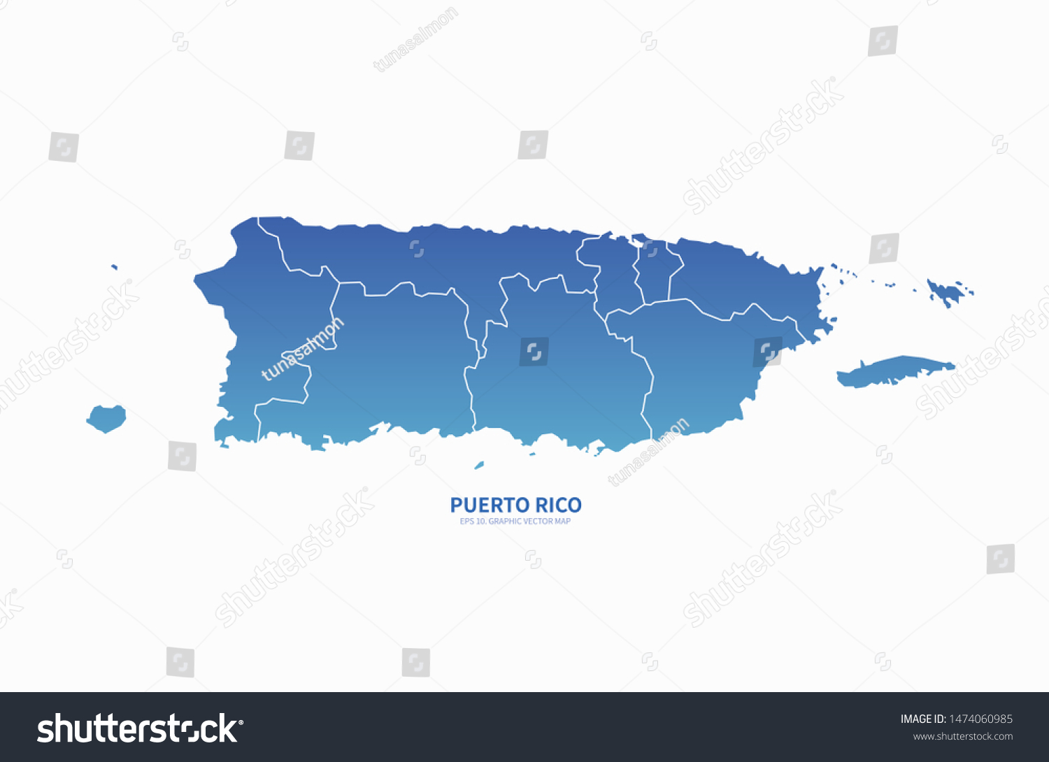 Graphic Vector Map Puerto Rico Stock Vector (Royalty Free) 1474060985 ...