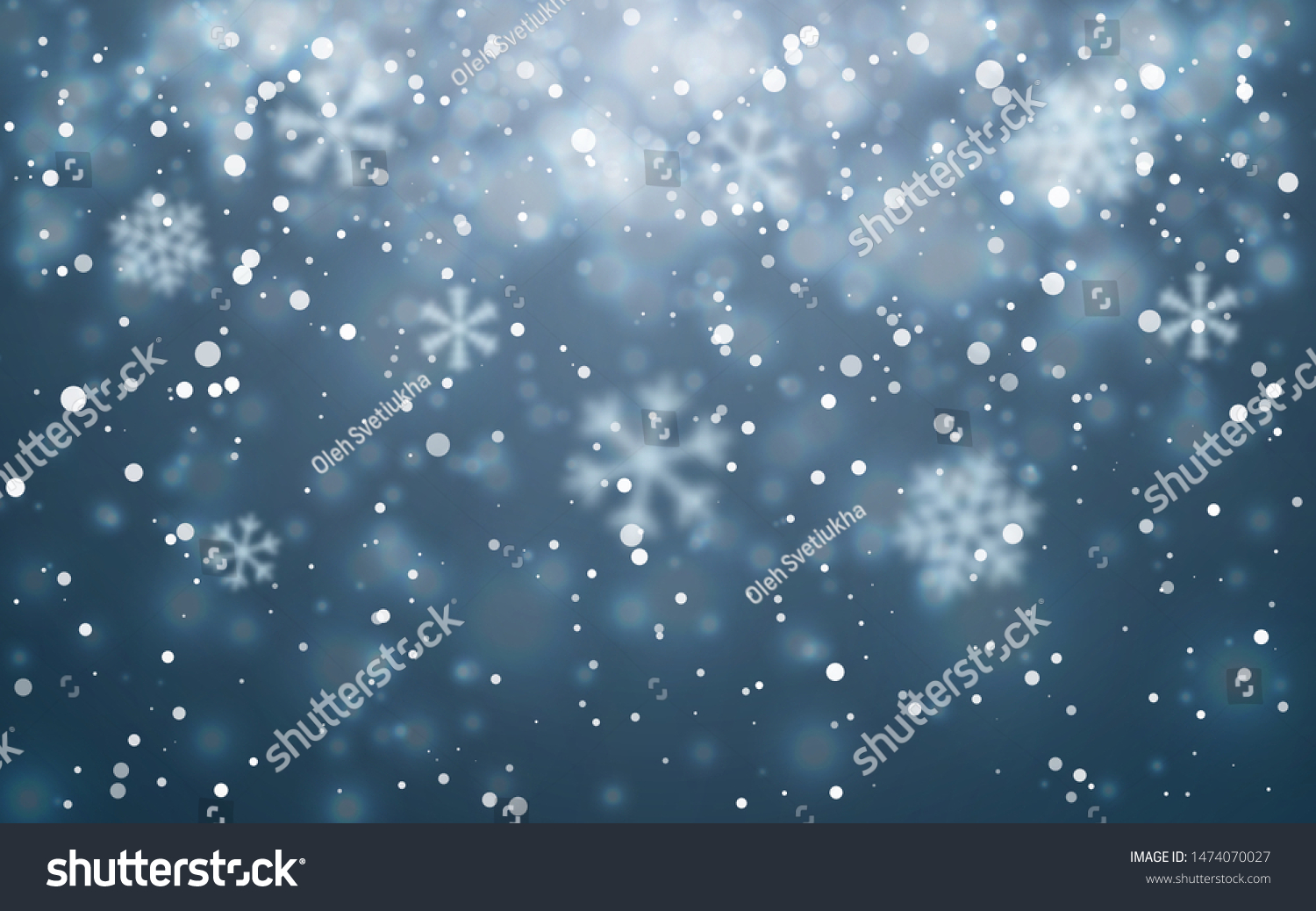 Christmas Snow Falling Snowflakes On Blue Stock Vector (Royalty Free ...