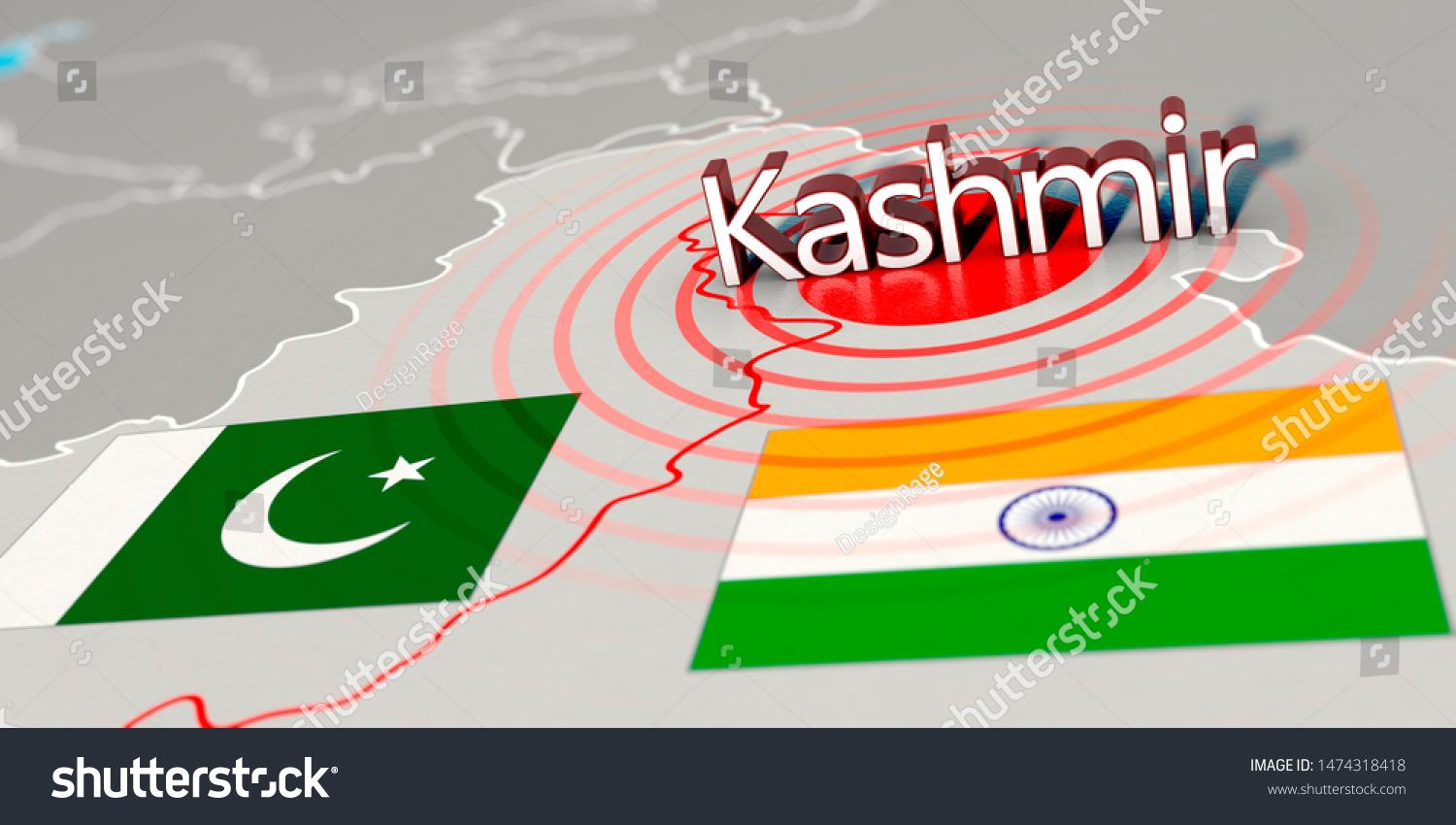 3dillustration Kashmir Conflict Between India Pakistan Stock ...