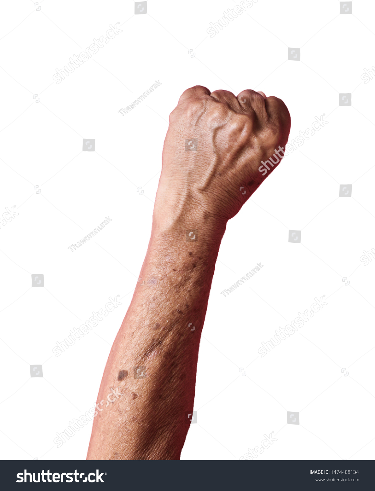 Close Old Man Gesture Fist Isolated