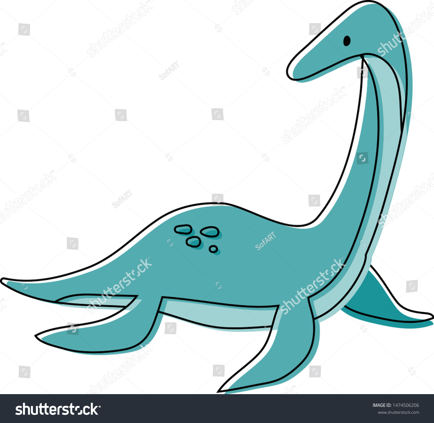 Cute Loch Nessy On White Background Stock Vector (Royalty Free ...