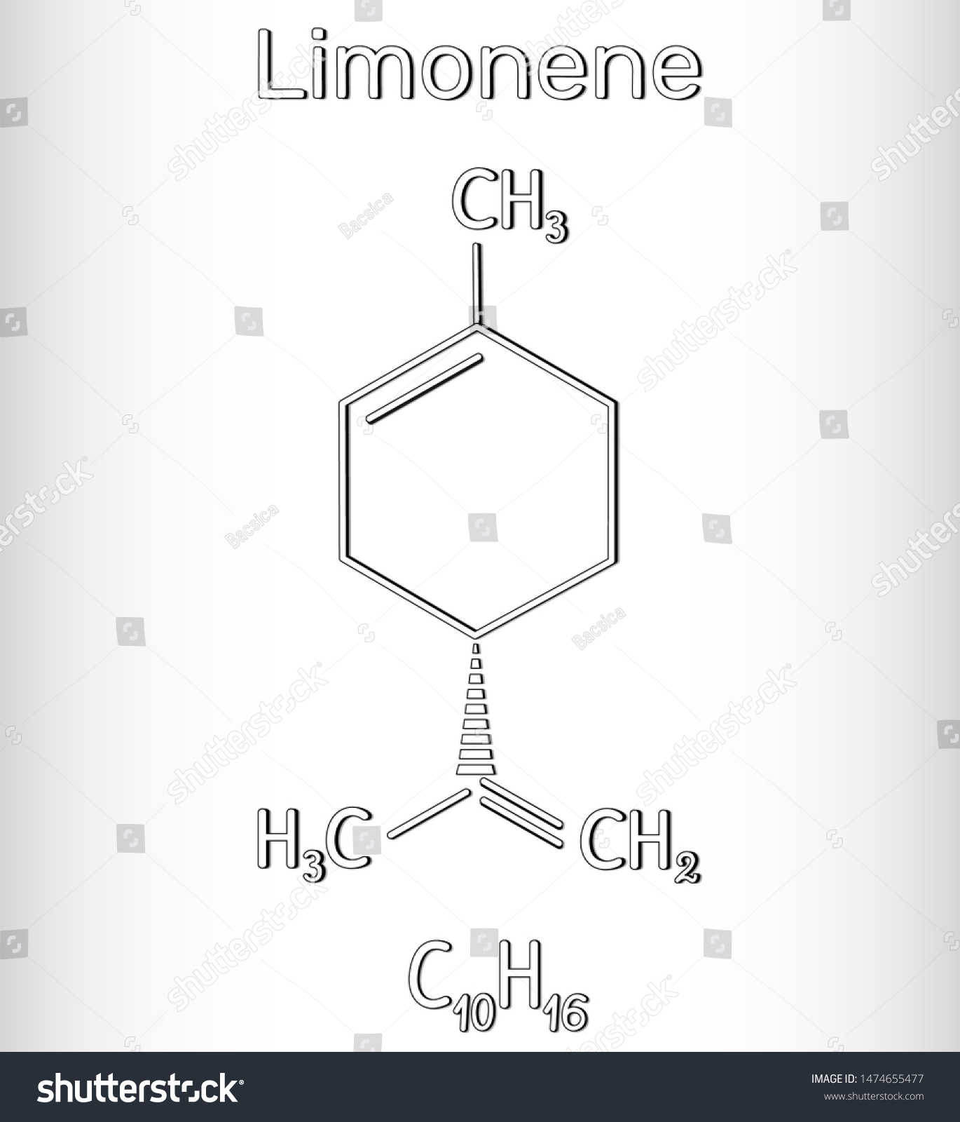 Limonene Molecule Structural Chemical Formula Model Stock Vector