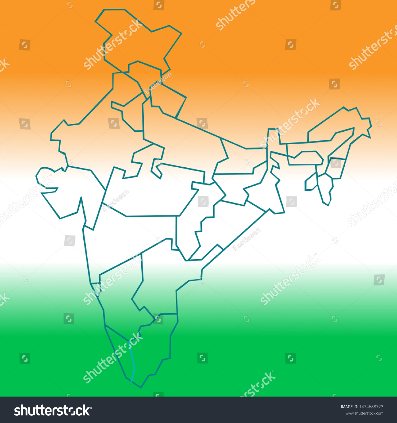 Simple Map India Background Indian Flags Stock Illustration 1474688723 ...